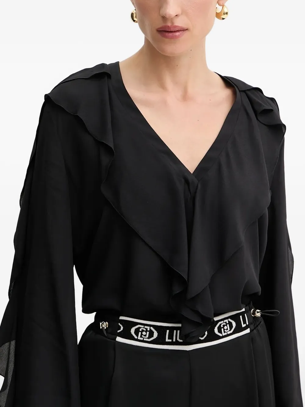 LIU JO ruffled top Zwart