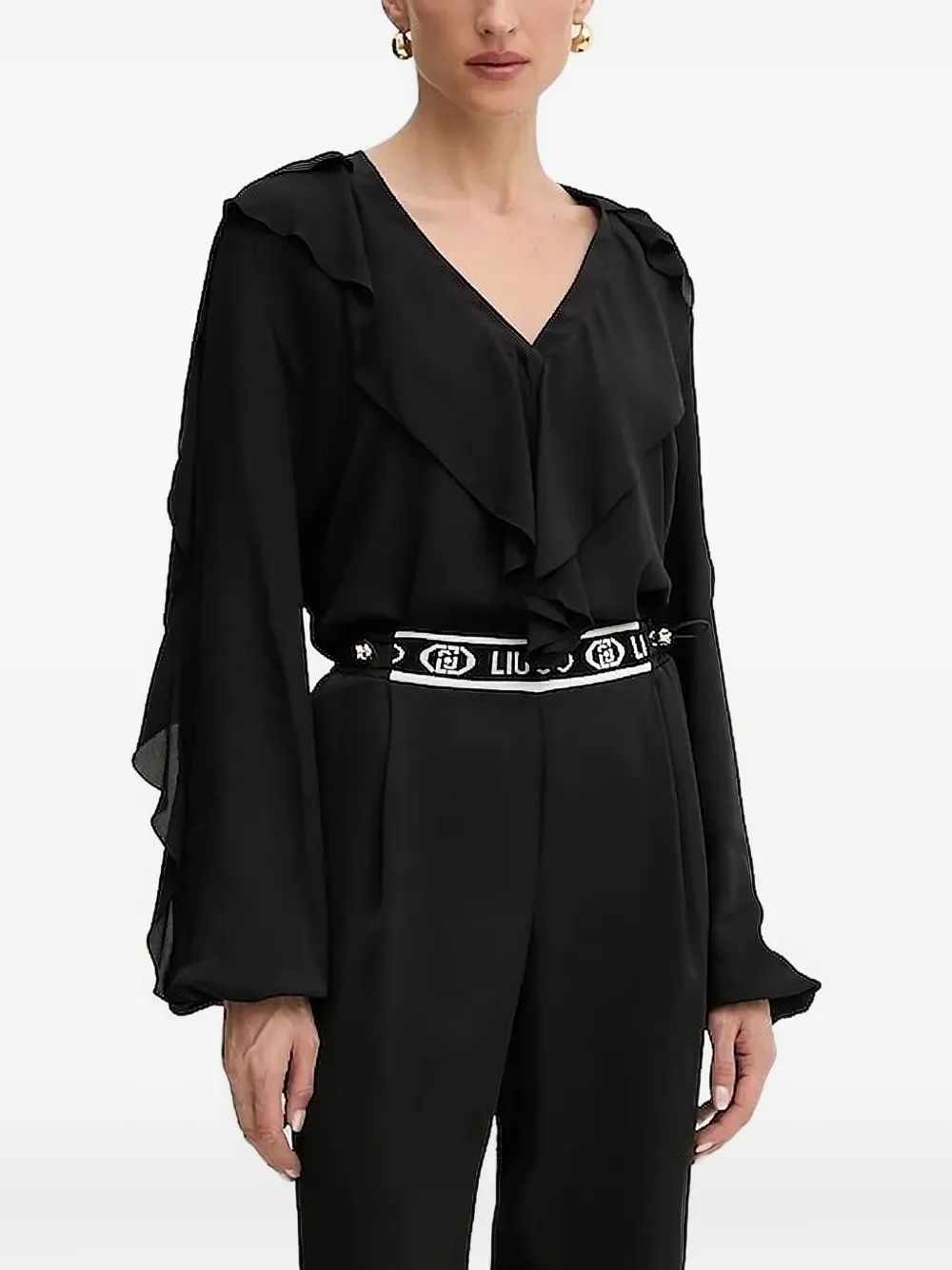 LIU JO ruffled top Zwart