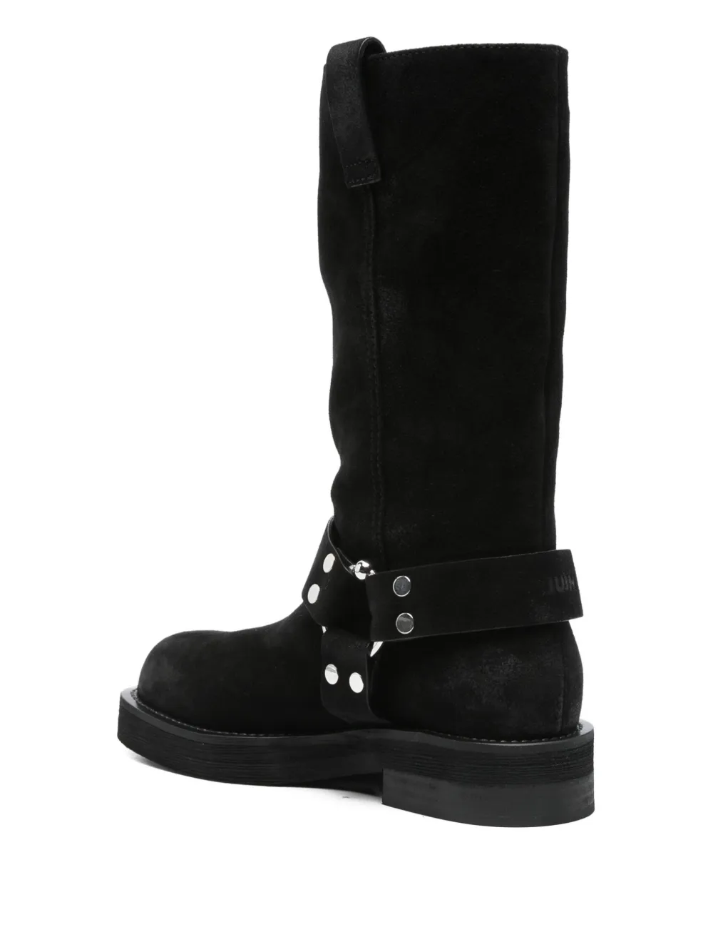 3juin Buckle-strap Suede Boots In Black