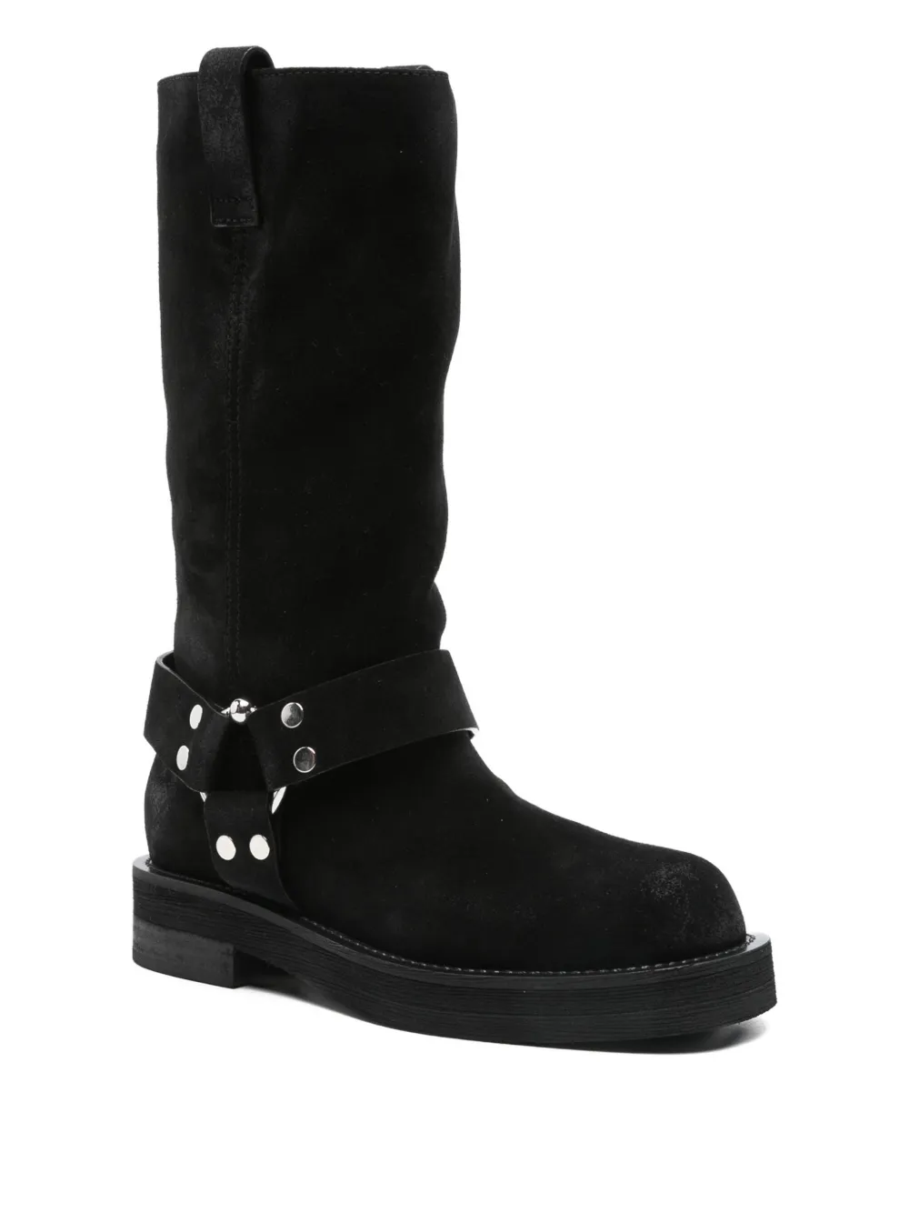 3juin Buckle-strap Suede Boots In Black