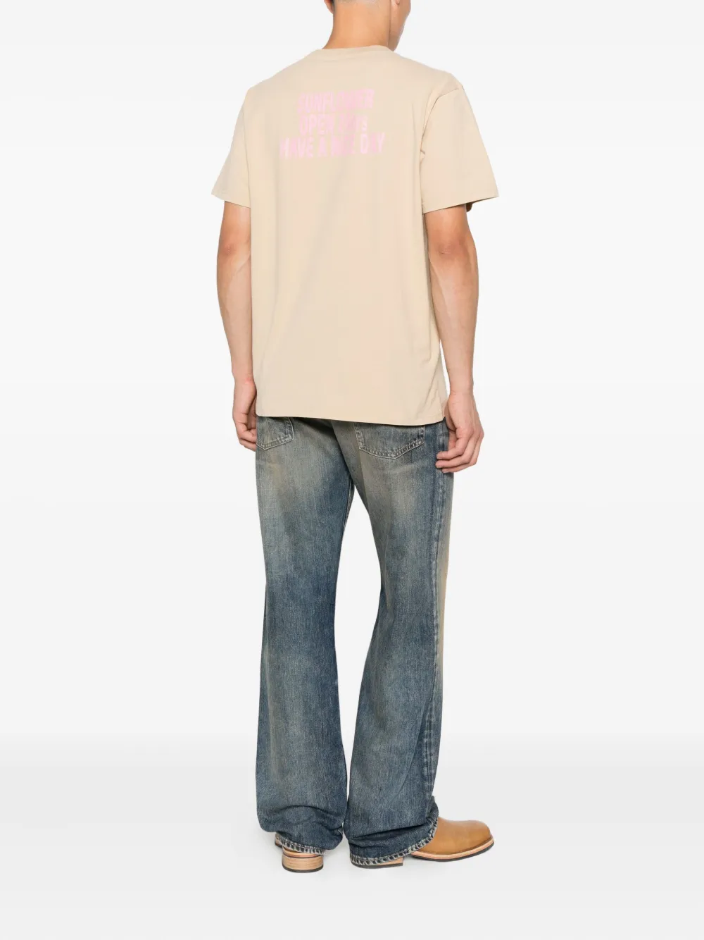 Sunflower Katoenen T-shirt met ovalen logo - Beige
