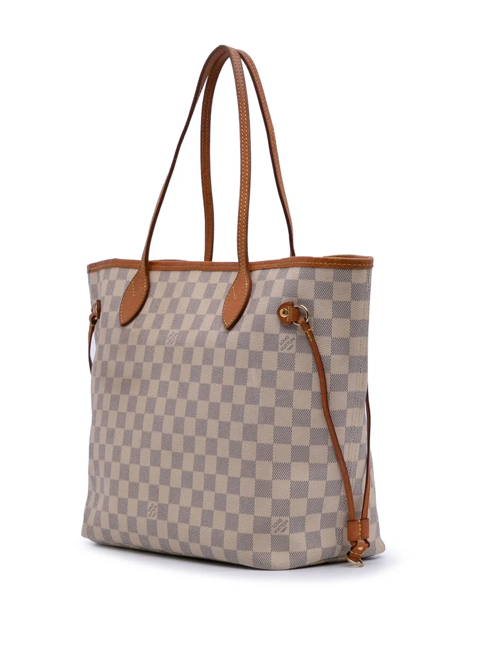 Pre-owned Louis Vuitton 2018 Damier Azur Neverfull Mm Tote Bag In White