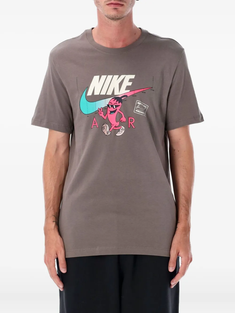 Nike logo-print T-shirt Grijs