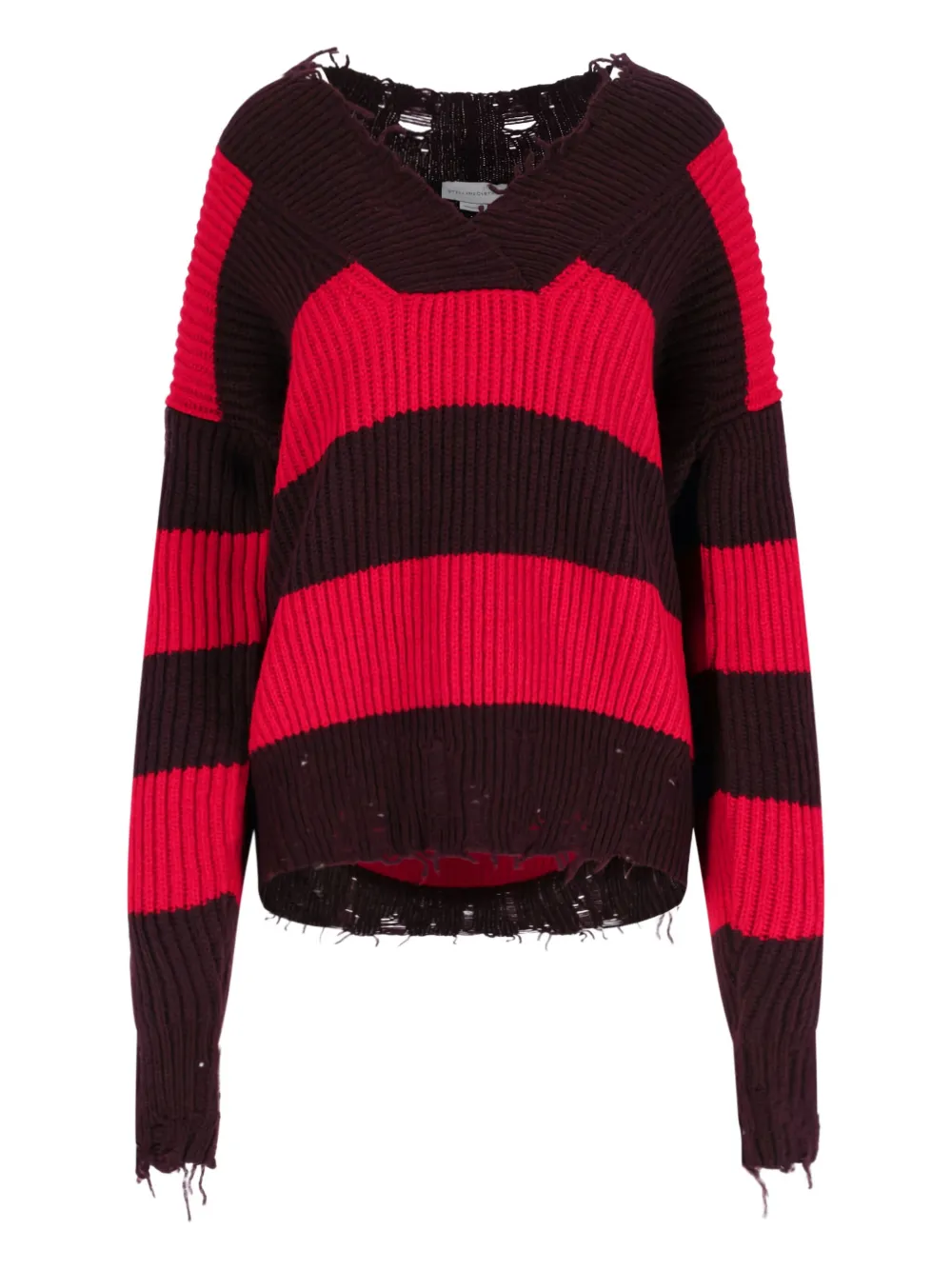 Stella McCartney V-neck striped sweater Rood