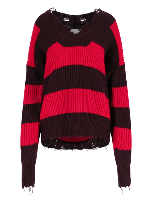 Stella McCartney V-neck Striped Sweater Red FARFETCH BH
