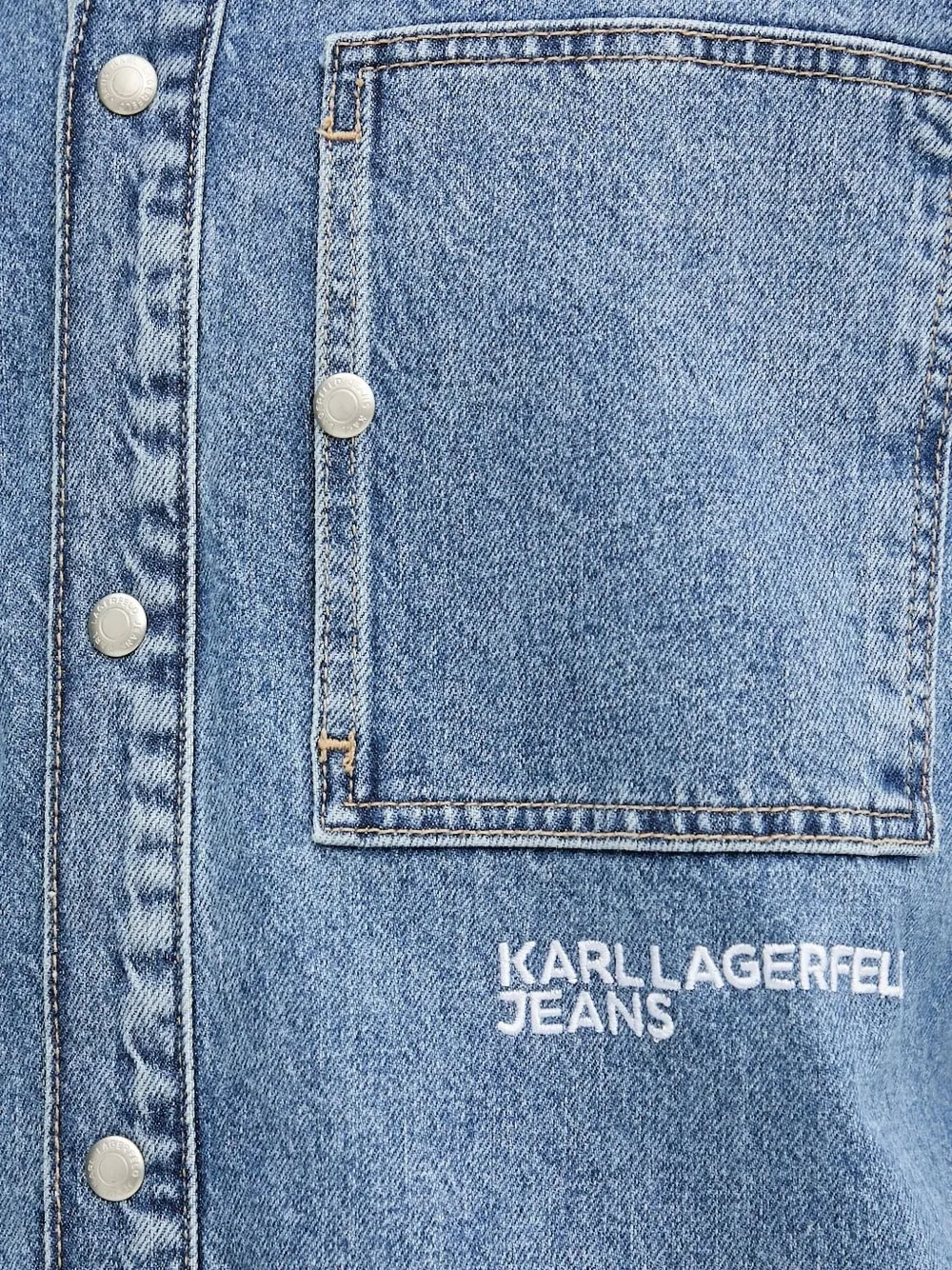 Karl Lagerfeld Jeans Pocket-detail Denim Shirt In Blue