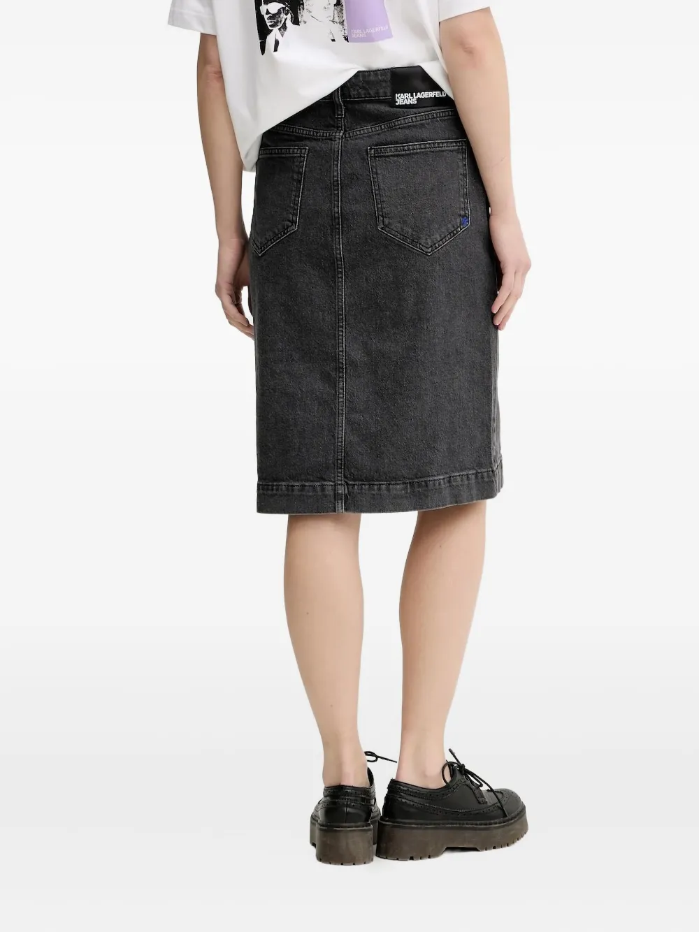 Karl Lagerfeld Jeans Rok van spijkerstof met knopen - Grijs