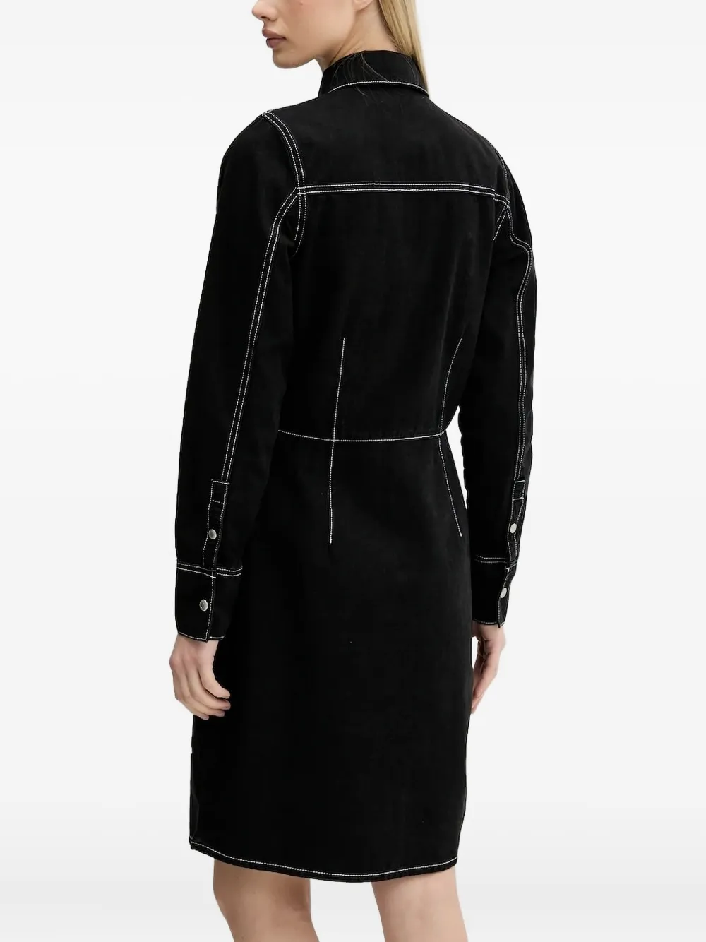 Karl Lagerfeld Jeans Mini-blousejurk met contrasterende stiksels Zwart