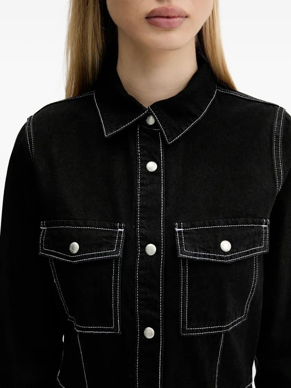 Karl Lagerfeld Jeans Mini-blousejurk met contrasterende stiksels Zwart