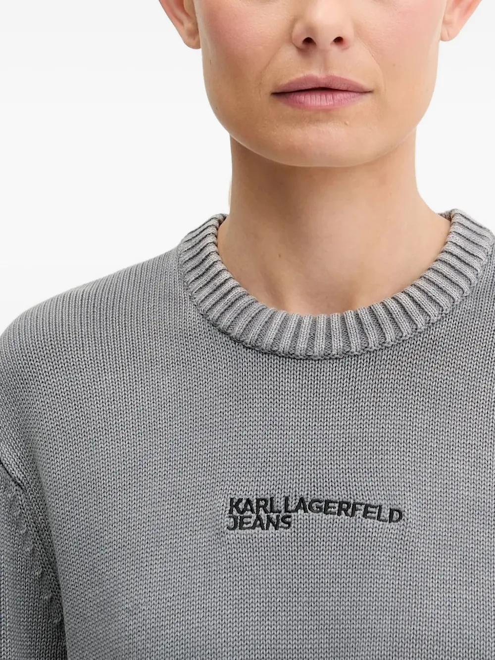 Karl Lagerfeld Jeans Pullover Mit Rundem Ausschnitt In Gray