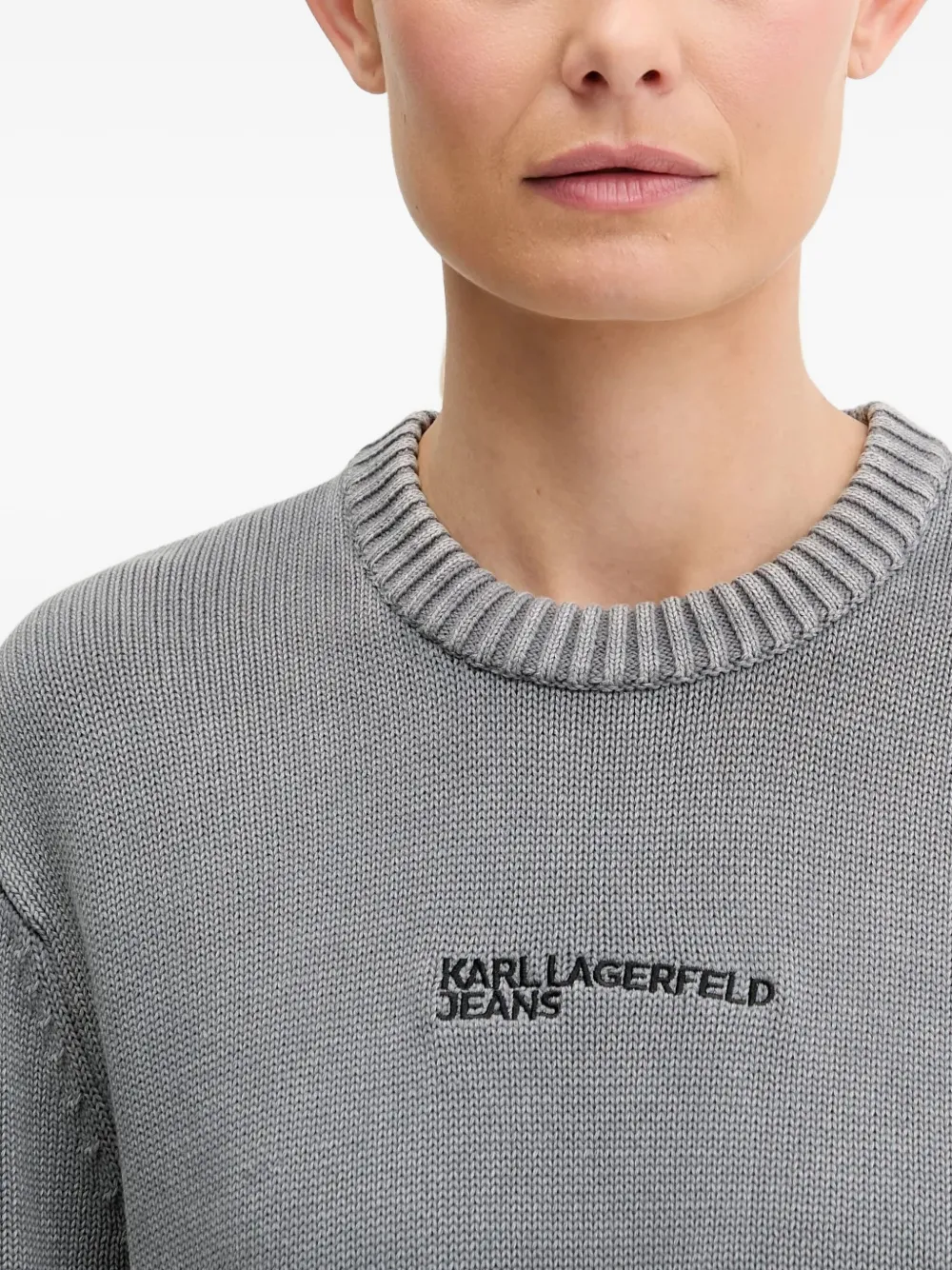 Karl Lagerfeld Jeans Pullover Mit Rundem Ausschnitt In Gray