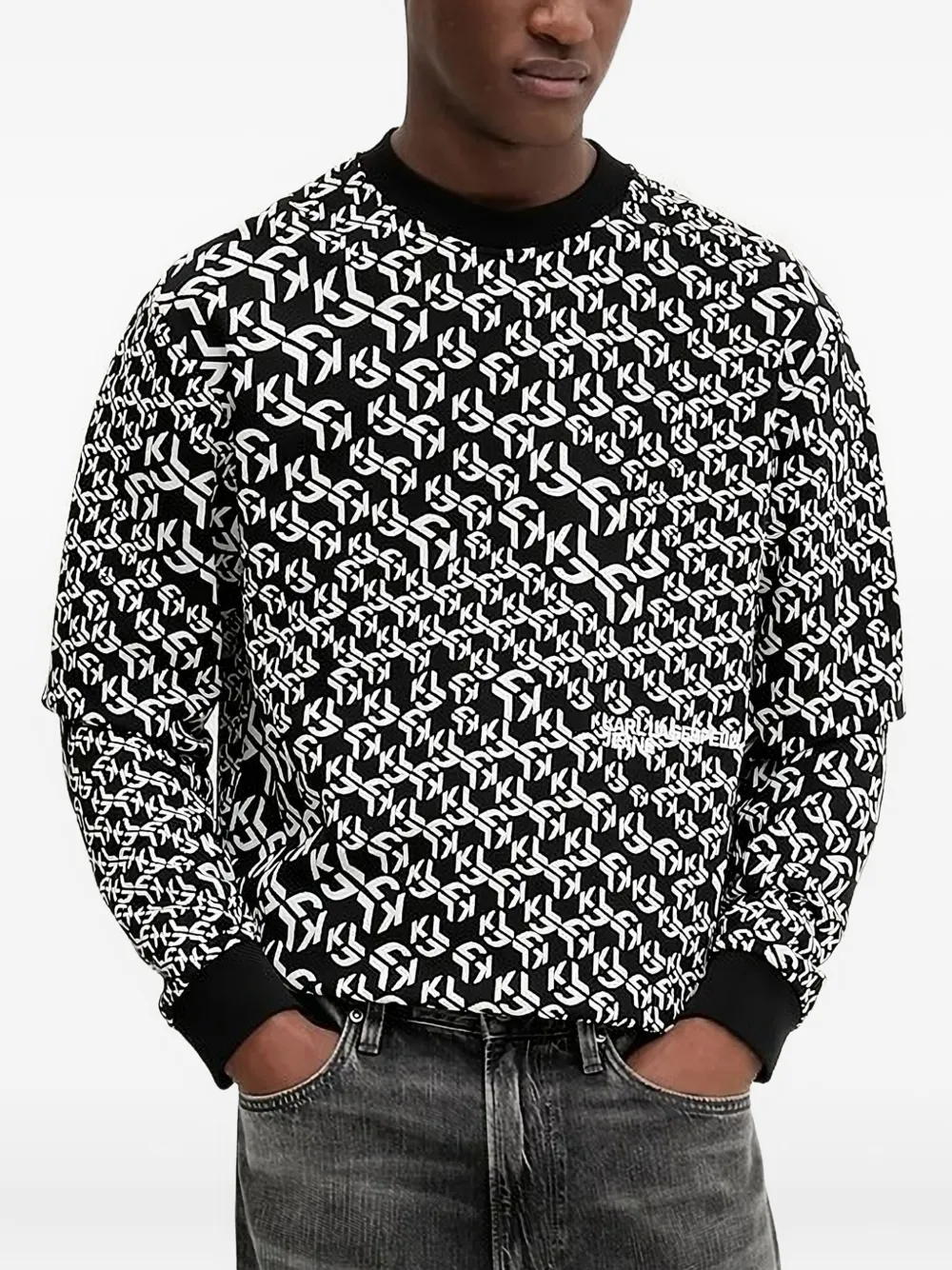 Karl Lagerfeld Jeans logo-print crew-neck sweatshirt Zwart