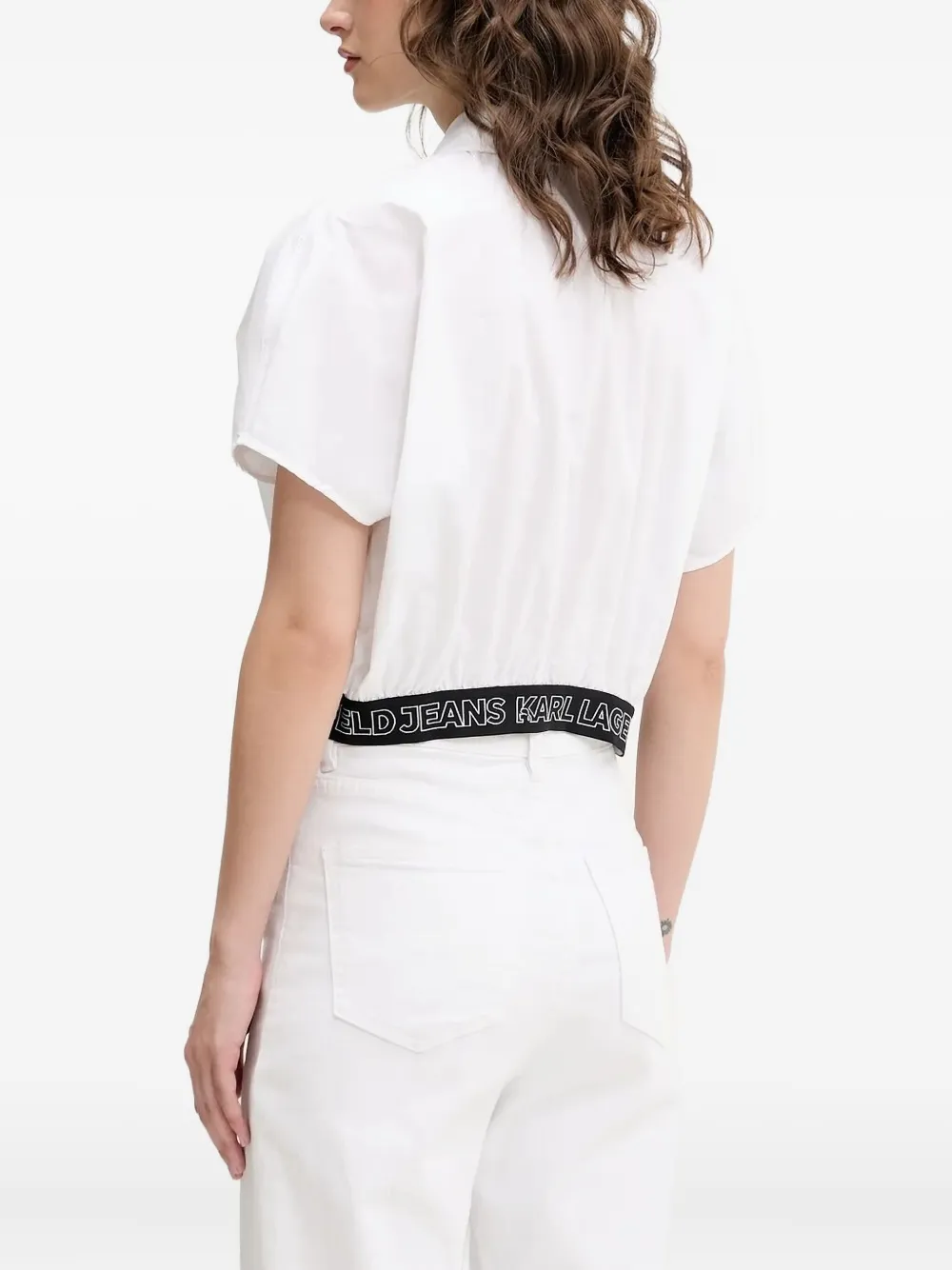 Karl Lagerfeld Jeans Blouse met korte mouwen en band - Wit