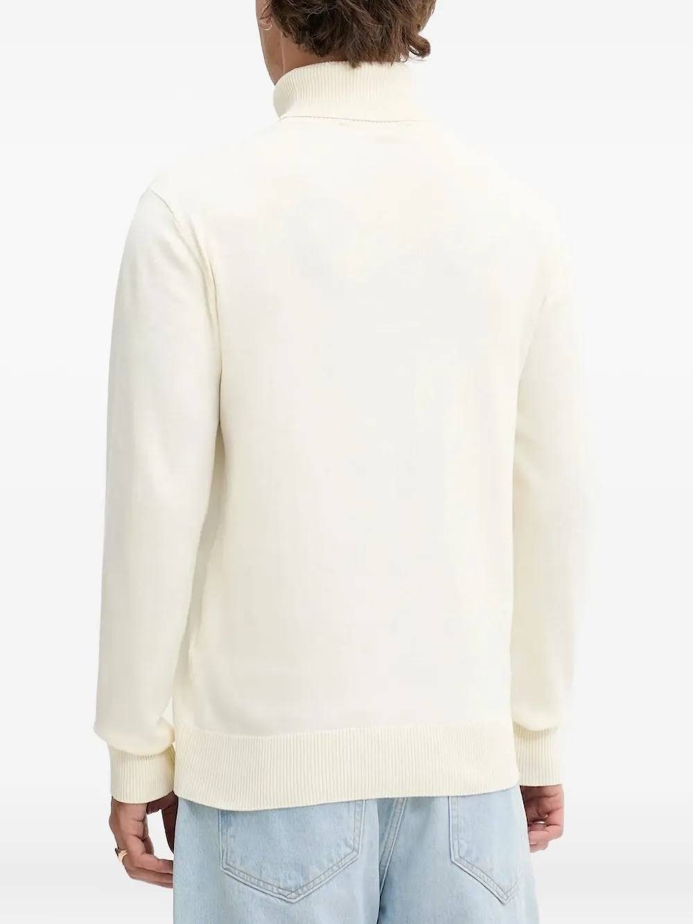 Karl Lagerfeld Jeans logo-patch turtleneck sweater Wit