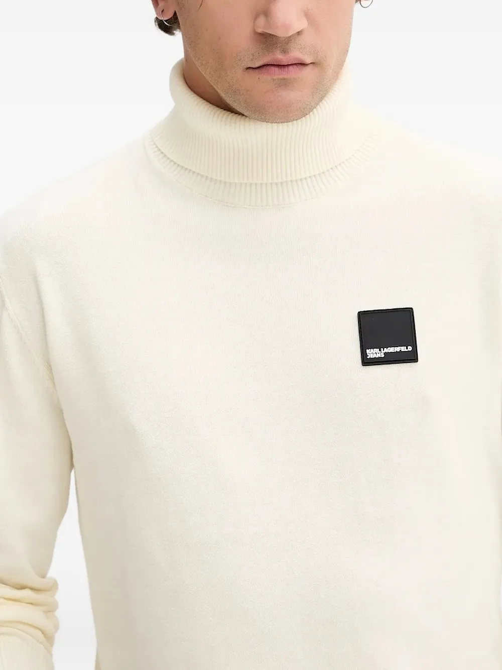 Karl Lagerfeld Jeans logo-patch turtleneck sweater Wit