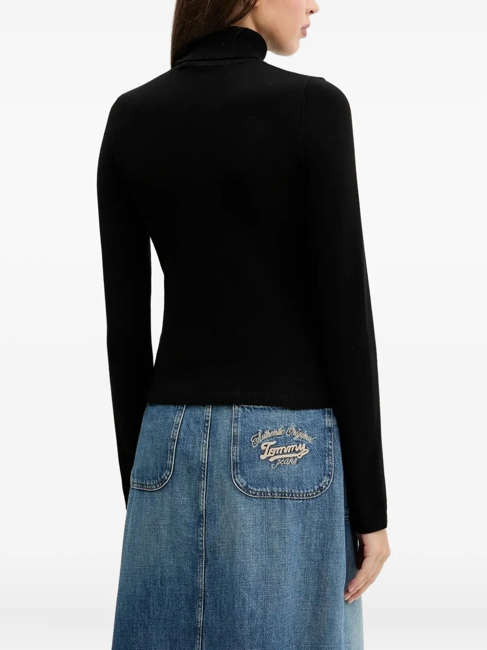 Karl Lagerfeld Jeans logo-embroidered turtleneck sweater Zwart