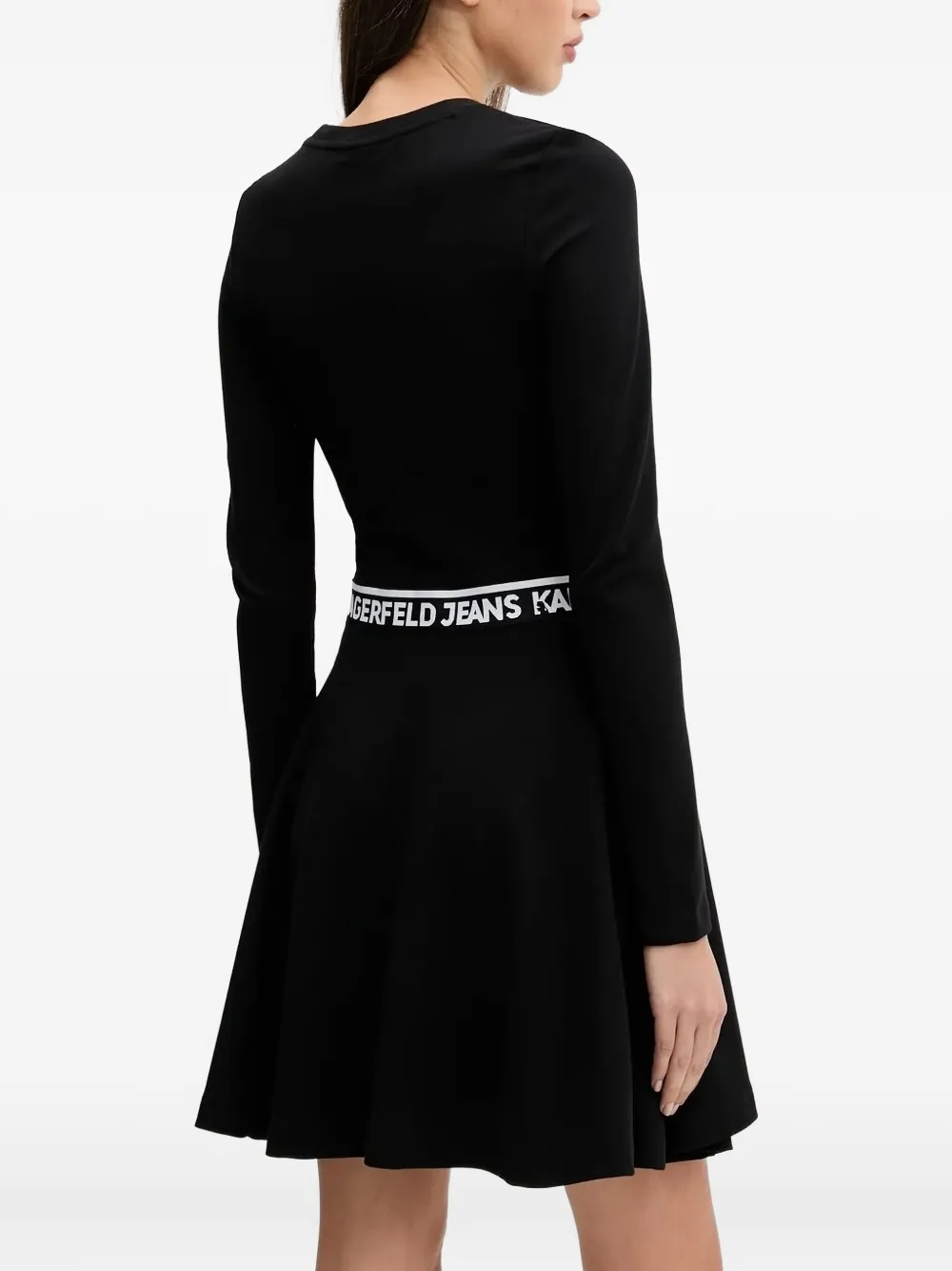 Karl Lagerfeld Jeans Flared mini-jurk met logoband Zwart