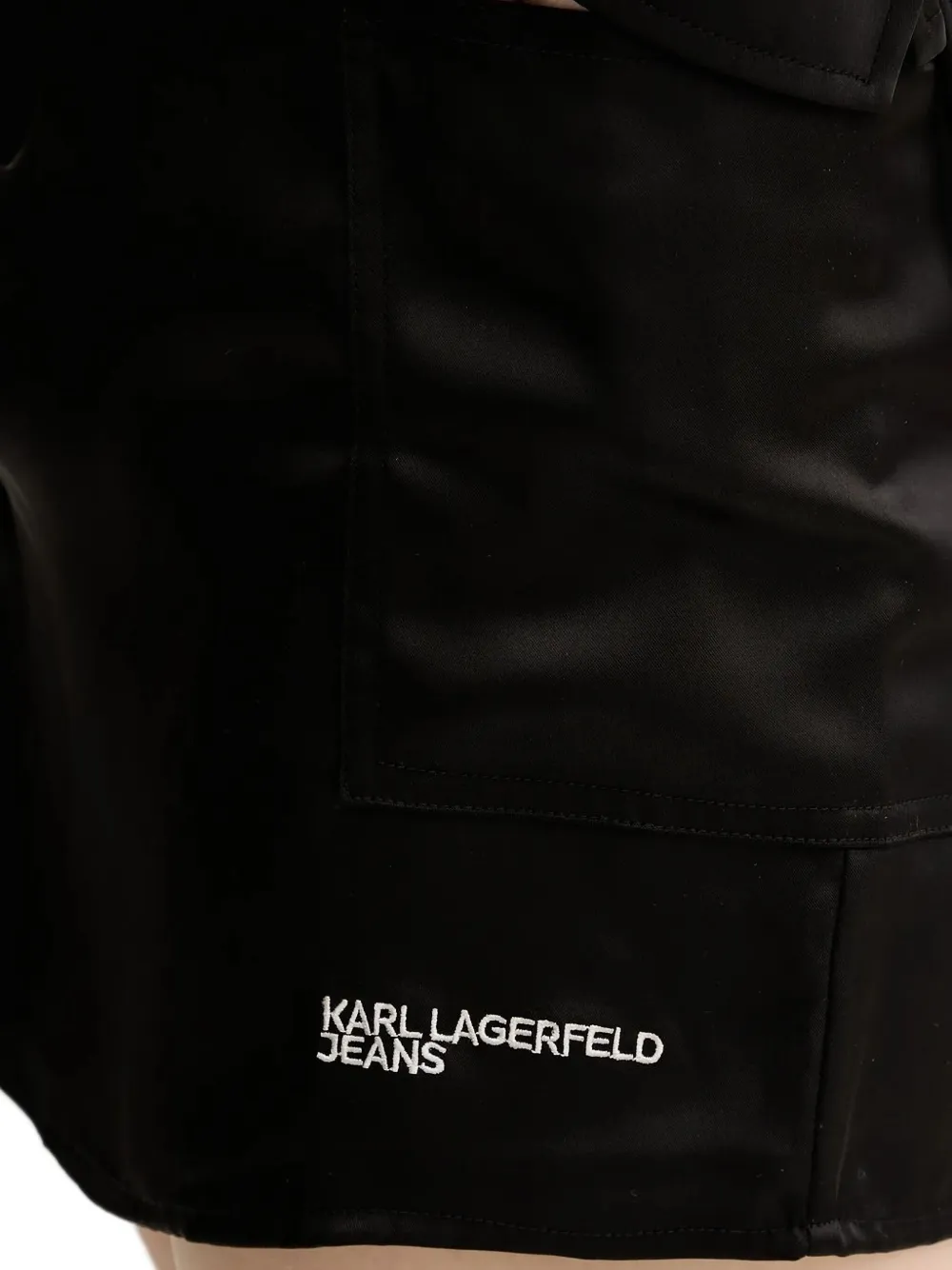 Karl Lagerfeld Jeans Wrap-effect Satin Mini Skirt In Black