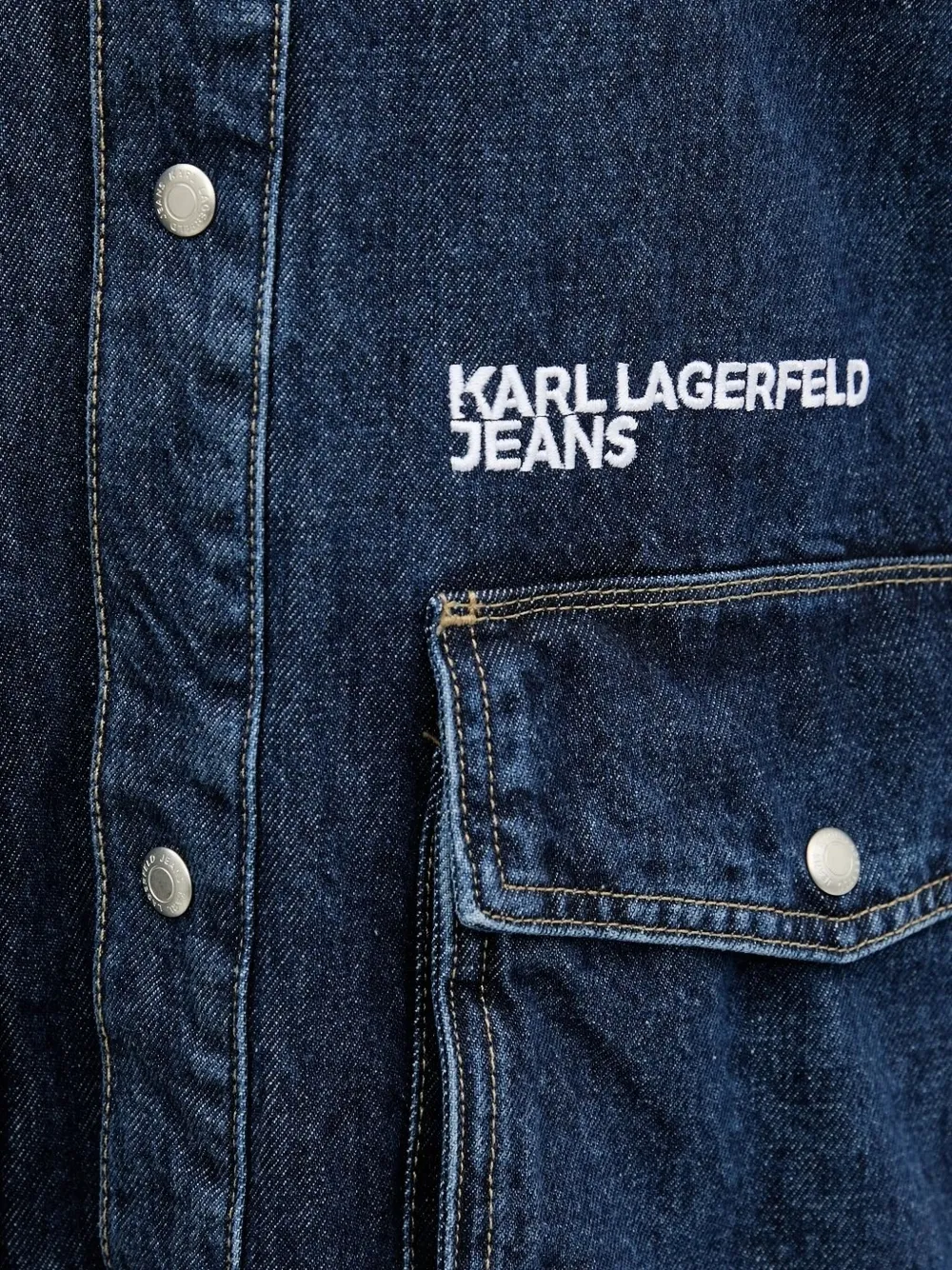 Karl Lagerfeld Jeans Pocket-detail Denim Shirt In Blue