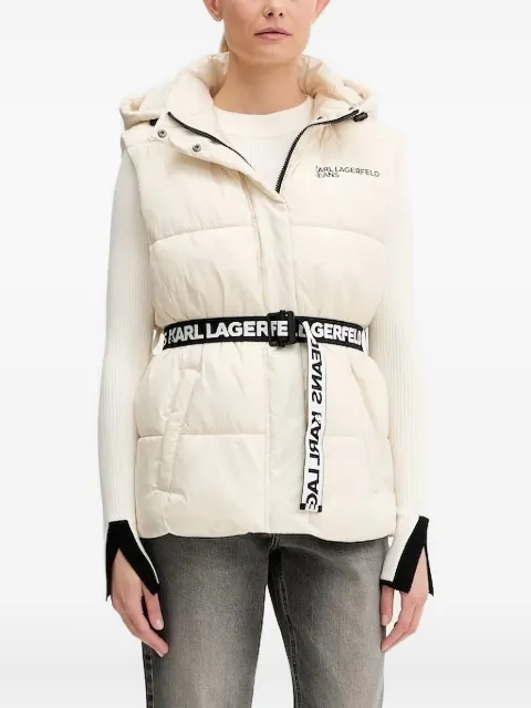 Karl Lagerfeld Jeans hooded belted puffer gilet