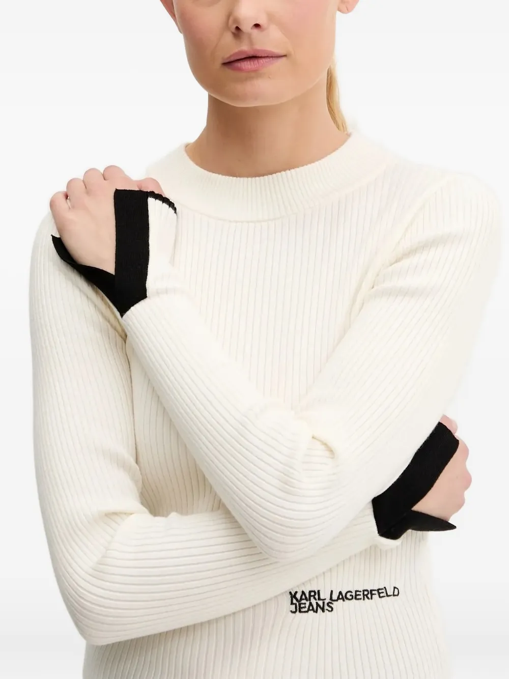 Karl Lagerfeld Jeans ribbed-knit sweater Beige