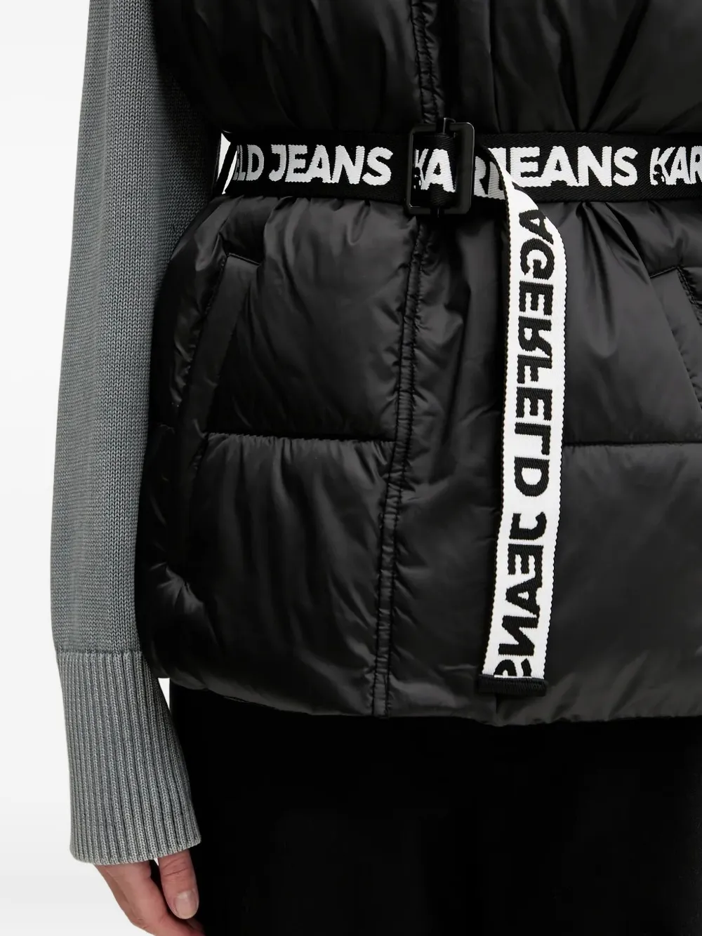 Karl Lagerfeld Jeans Bodywarmer met capuchon en ceintuur Zwart