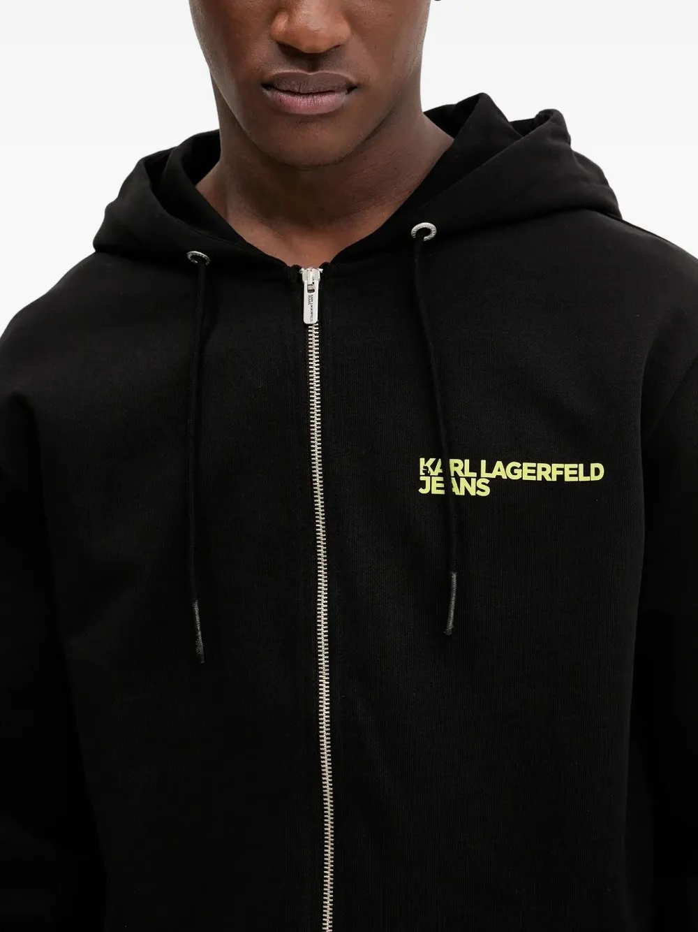 Karl Lagerfeld Jeans logo-print zip-up hoodie Zwart