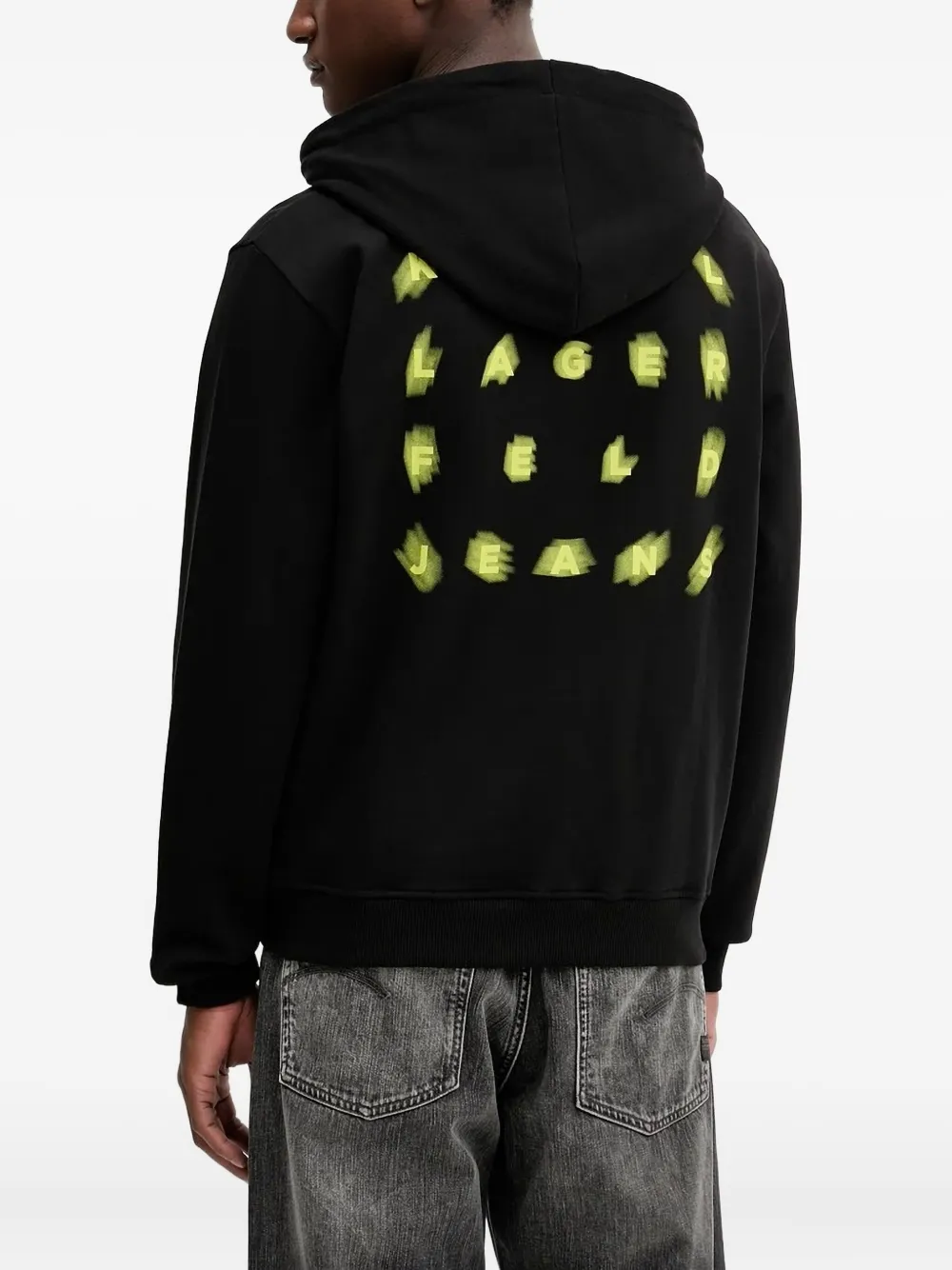 Karl Lagerfeld Jeans logo-print zip-up hoodie Zwart