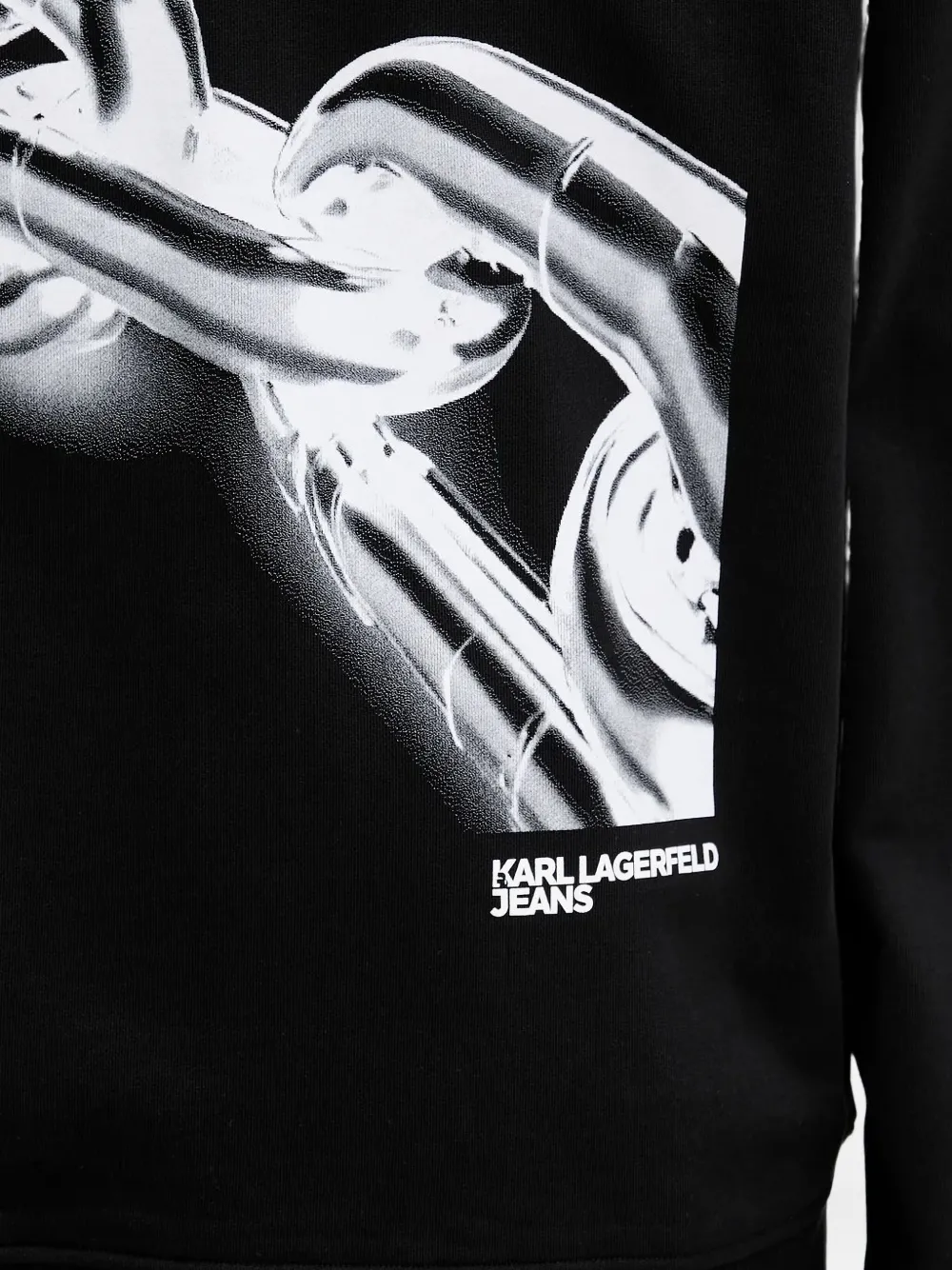 Karl Lagerfeld Jeans Sweater met ronde hals en kettingprint Zwart
