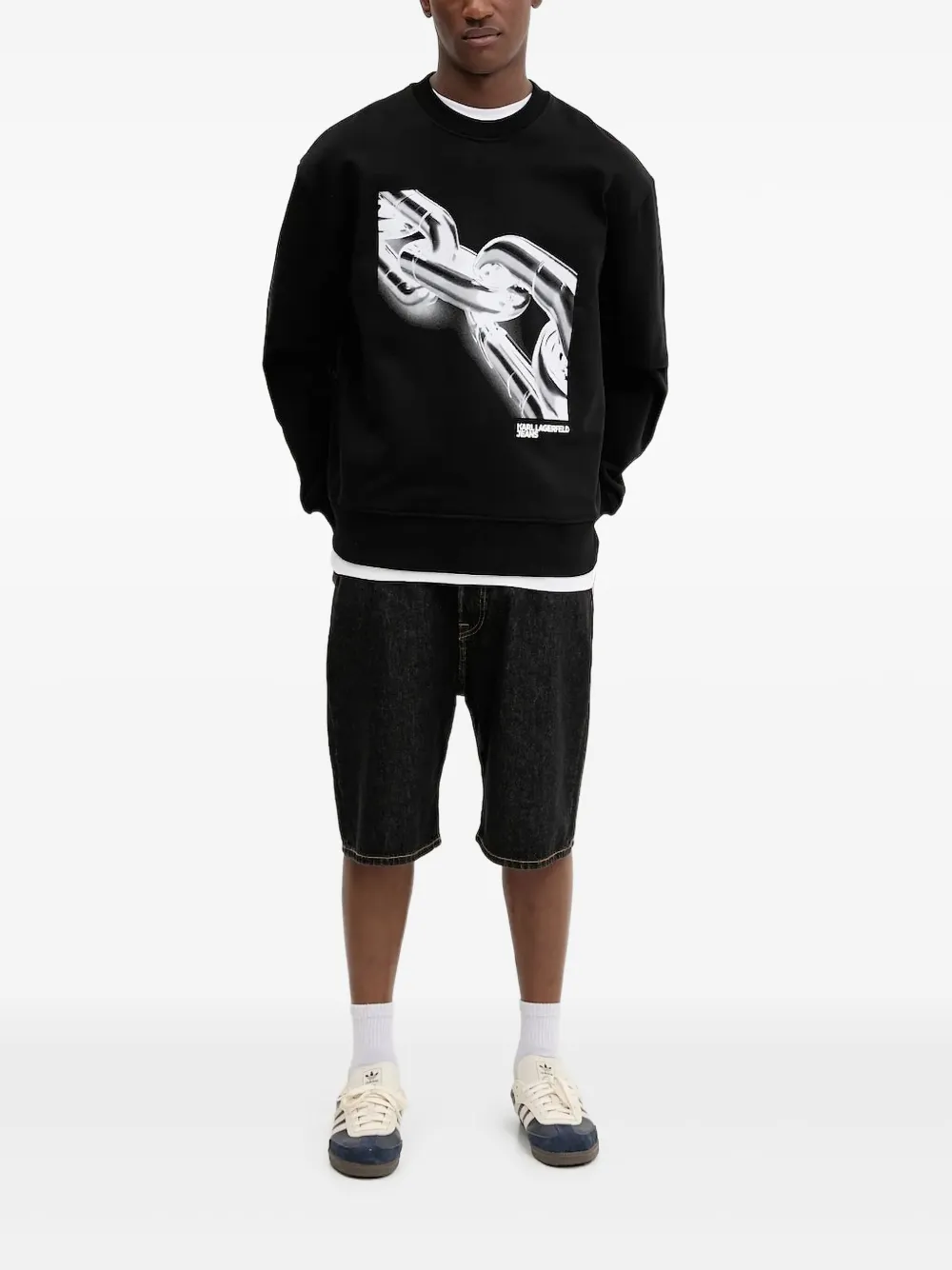 Karl Lagerfeld Jeans chain-print crew-neck sweatshirt | Black | Image 1