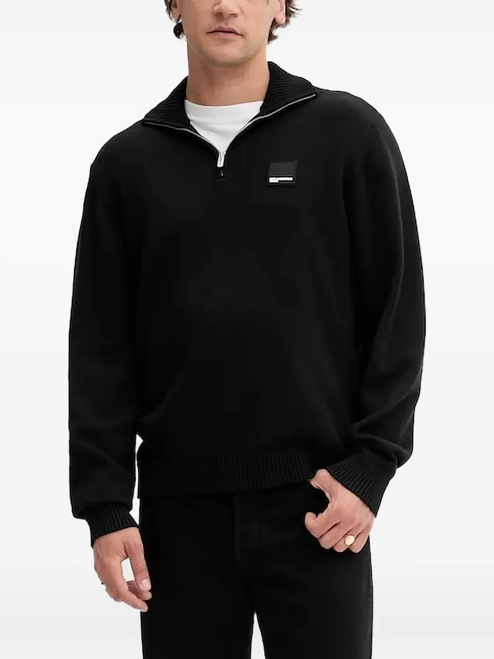 Karl Lagerfeld Jeans half-zip logo-patch sweatshirt Zwart