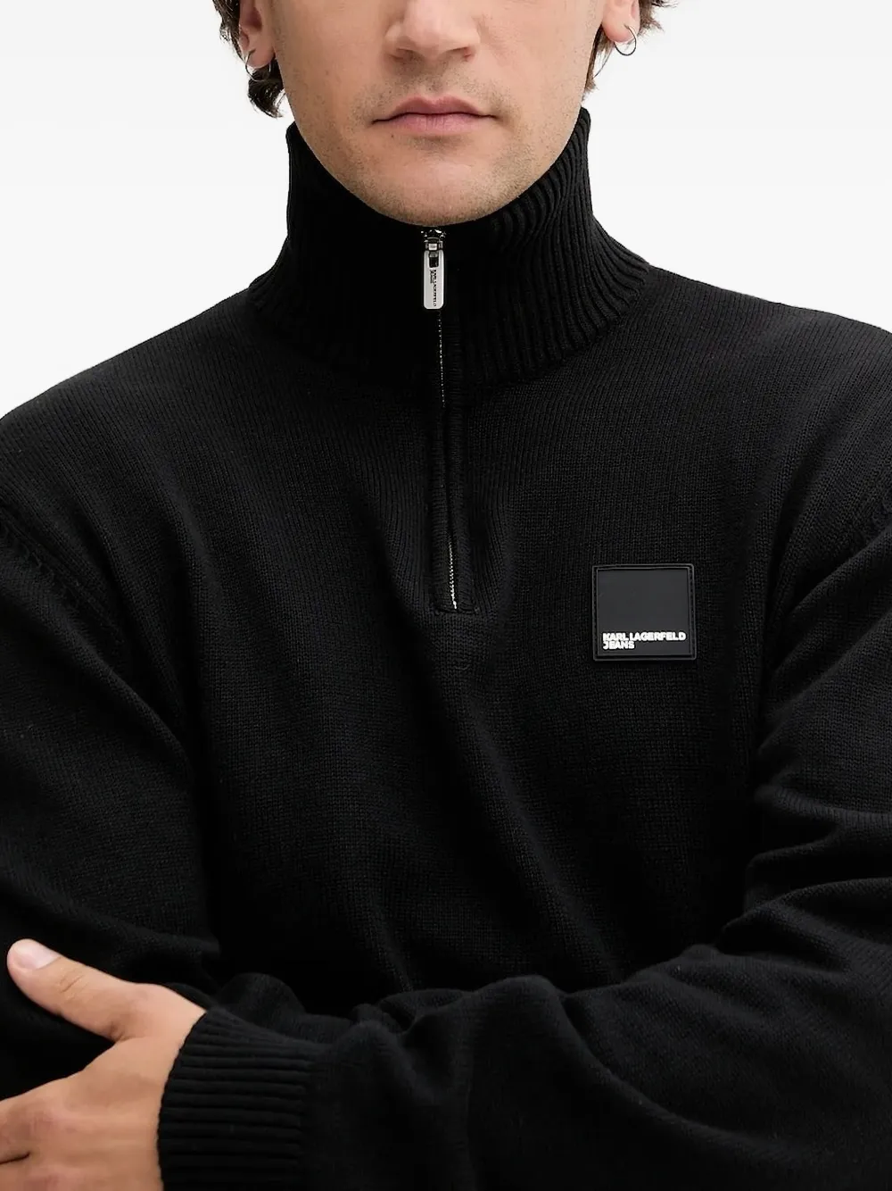 Karl Lagerfeld Jeans half-zip logo-patch sweatshirt Zwart