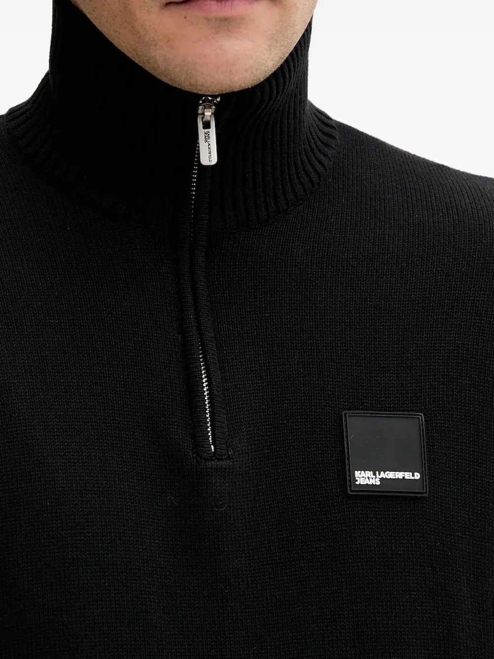 Karl Lagerfeld Jeans half-zip logo-patch sweatshirt Zwart
