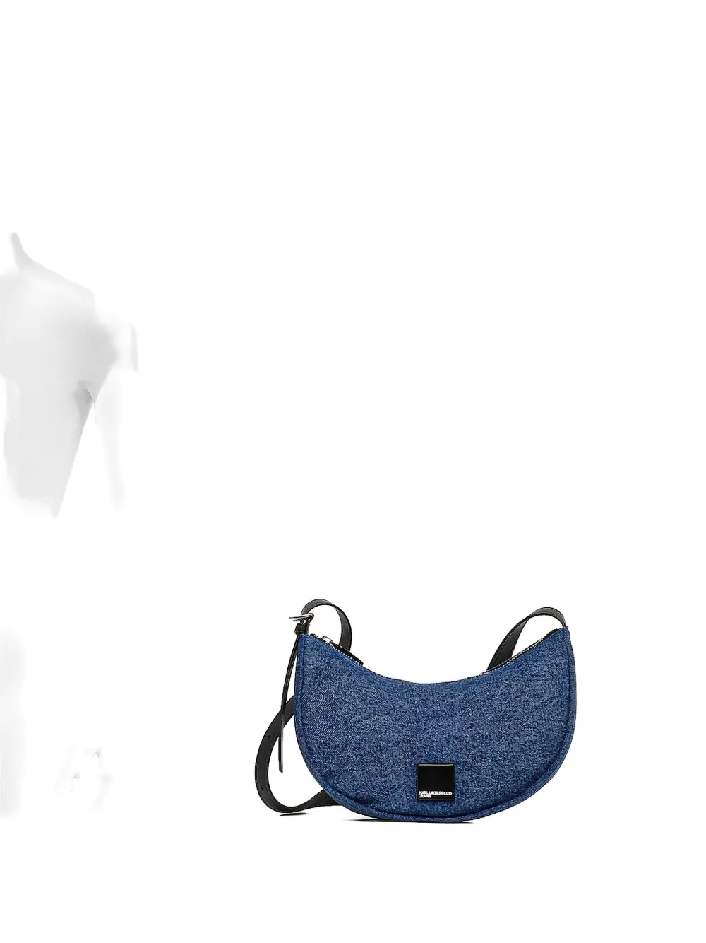 Karl Lagerfeld Jeans denim half-moon messenger bag Blauw