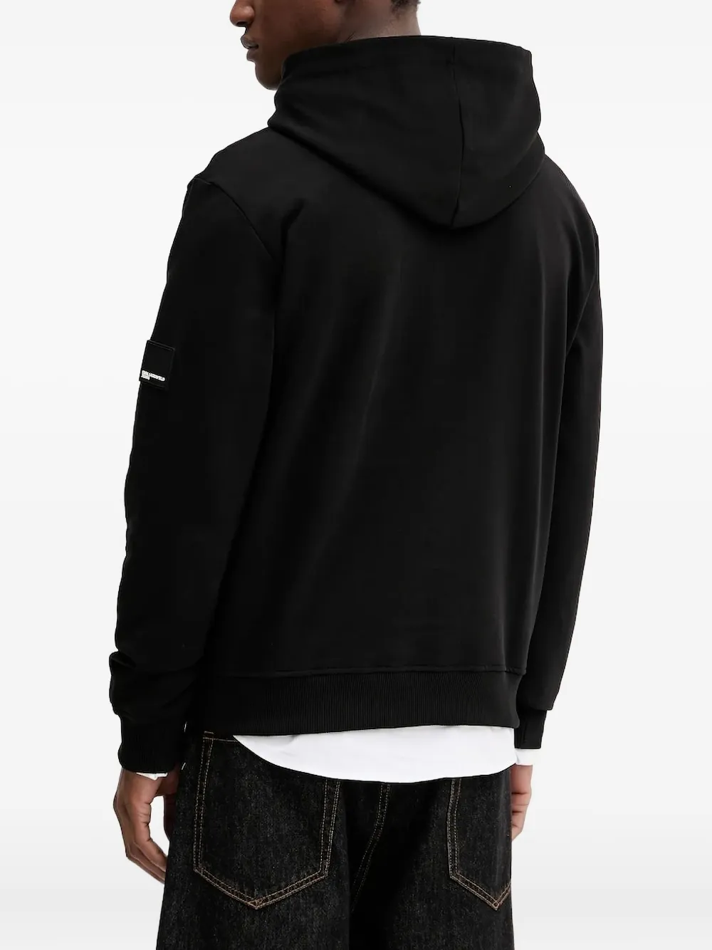 Karl Lagerfeld Jeans logo-patch hooded sweater Zwart