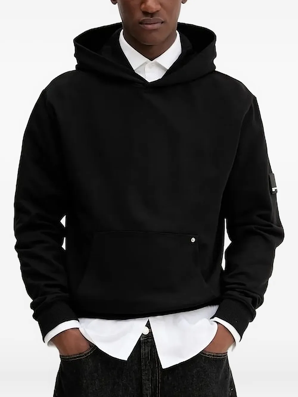 Karl Lagerfeld Jeans logo-patch hooded sweater Zwart
