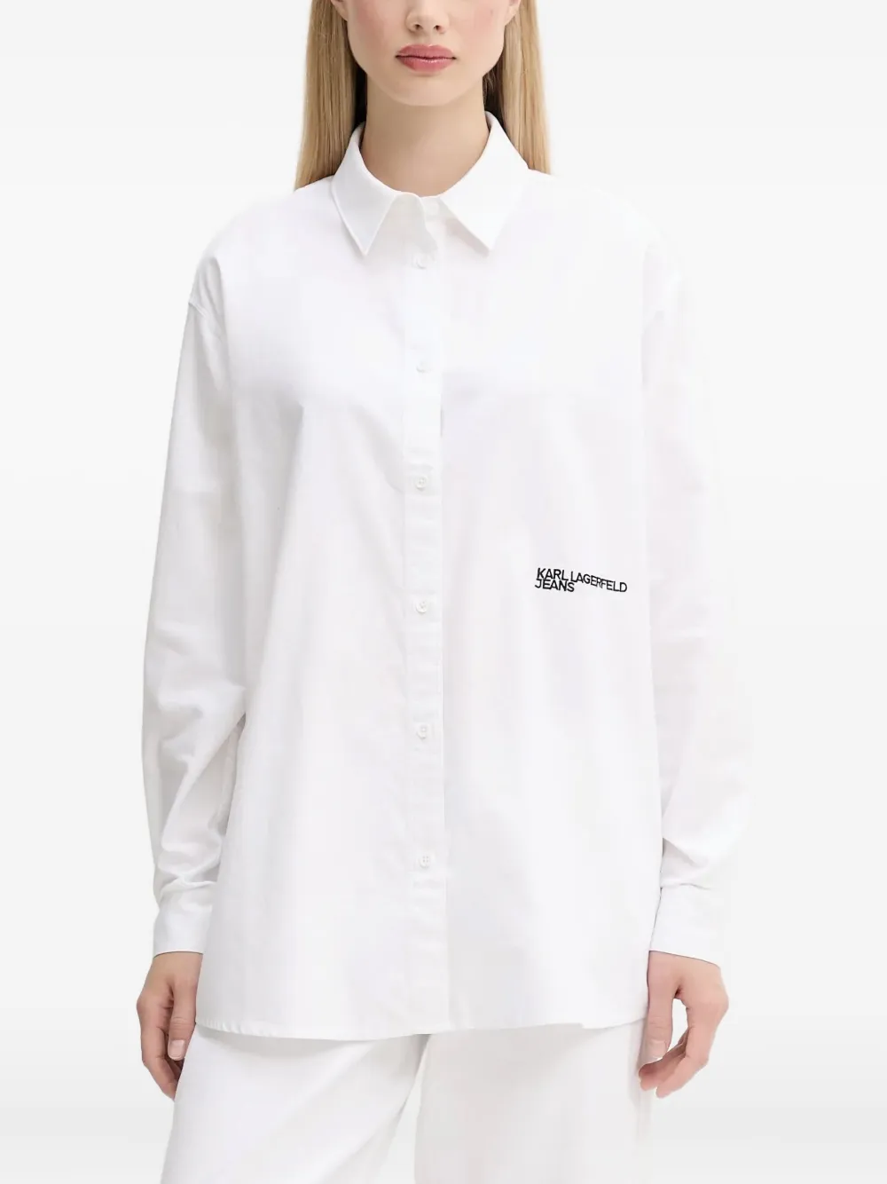 Karl Lagerfeld Jeans logo-embroidered shirt | White | Image 1