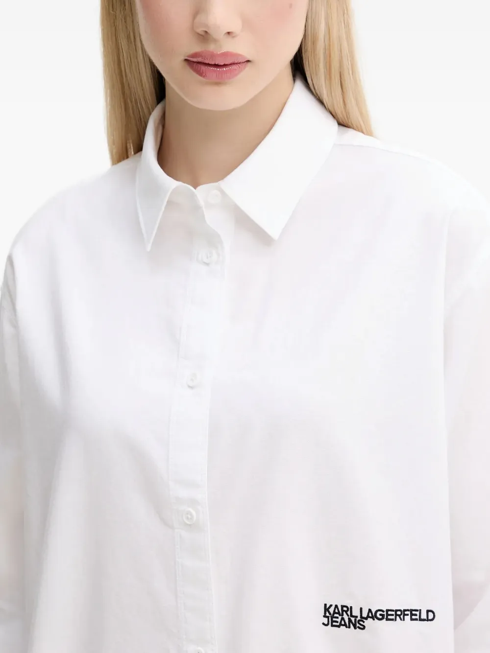 Karl Lagerfeld Jeans Blouse met geborduurd logo Wit