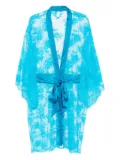 Dolci Follie lace satin-waist robe - Blue