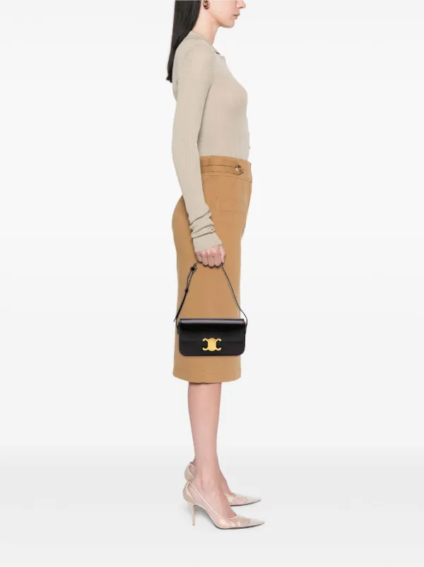 【VIP価格】CELINE CLAUDE LEATHER SHOULDER BAG Céline Pre-Owned 2021 Shiny Calfskin Claude Shoulder Bag