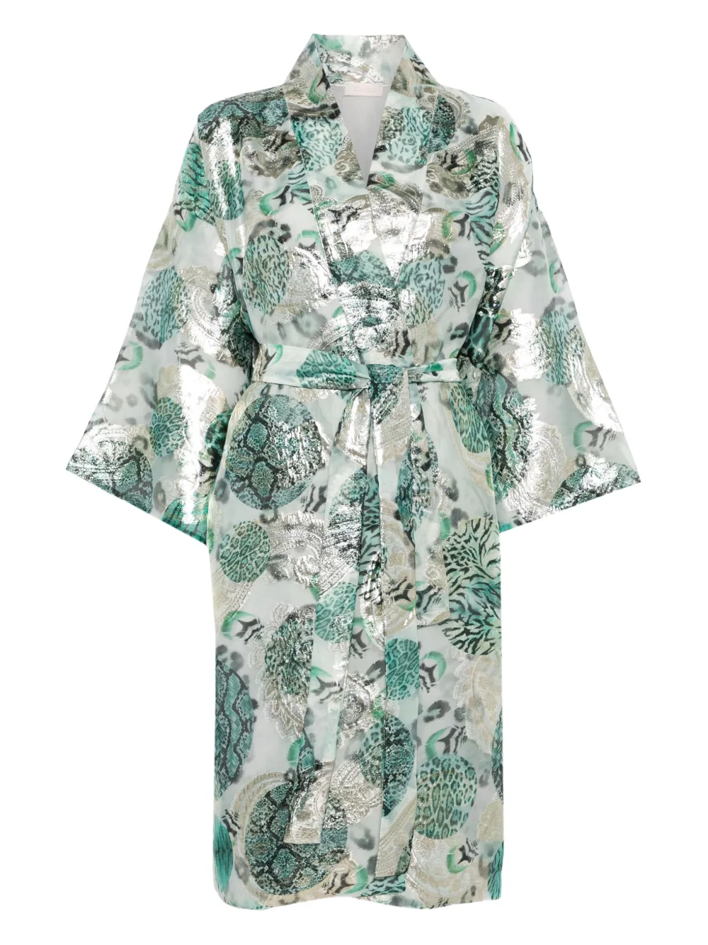 Dolci Follie Midi-badjas met metallic print Groen