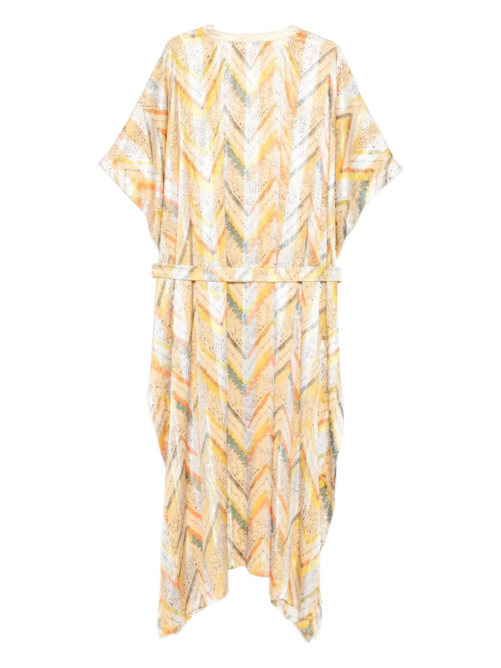 Dolci Follie Chevron-pattern Kaftan In Gold