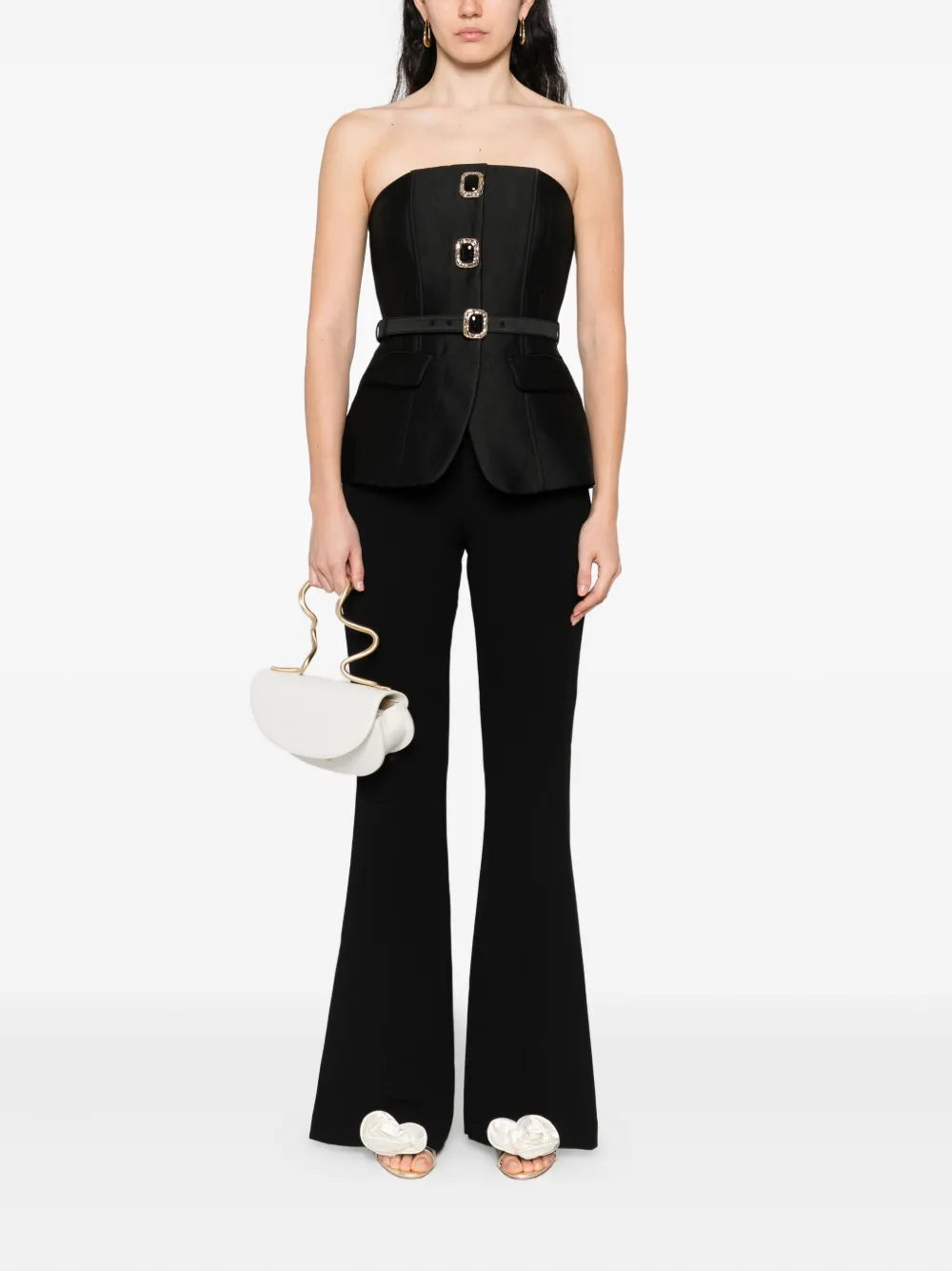 Self-Portrait buckle-embellishment jumpsuit - Zwart