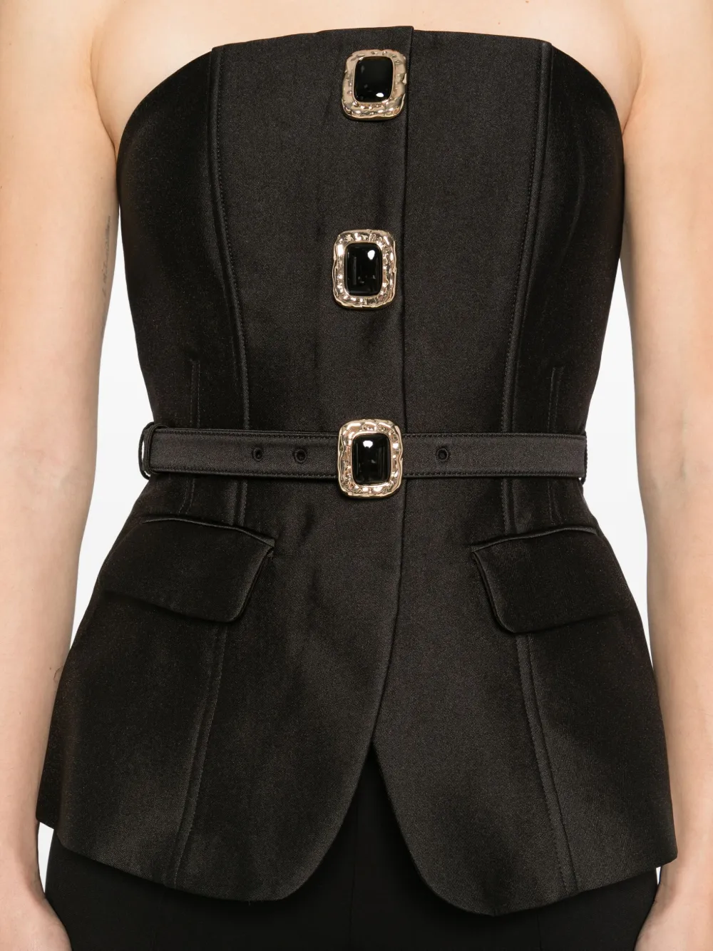 Self-Portrait Jumpsuit verfraaid met gesp Zwart