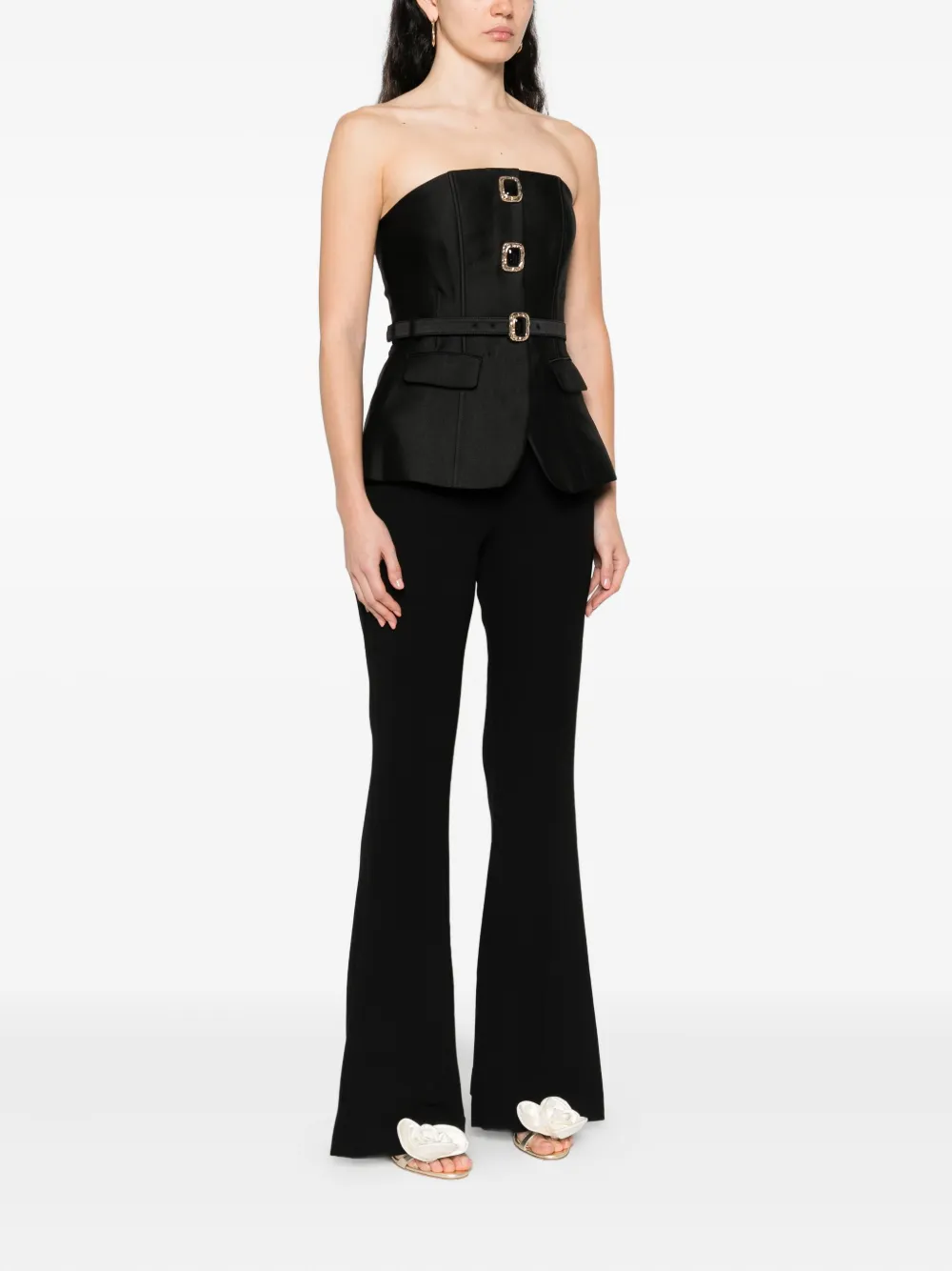 Self-Portrait Jumpsuit verfraaid met gesp Zwart
