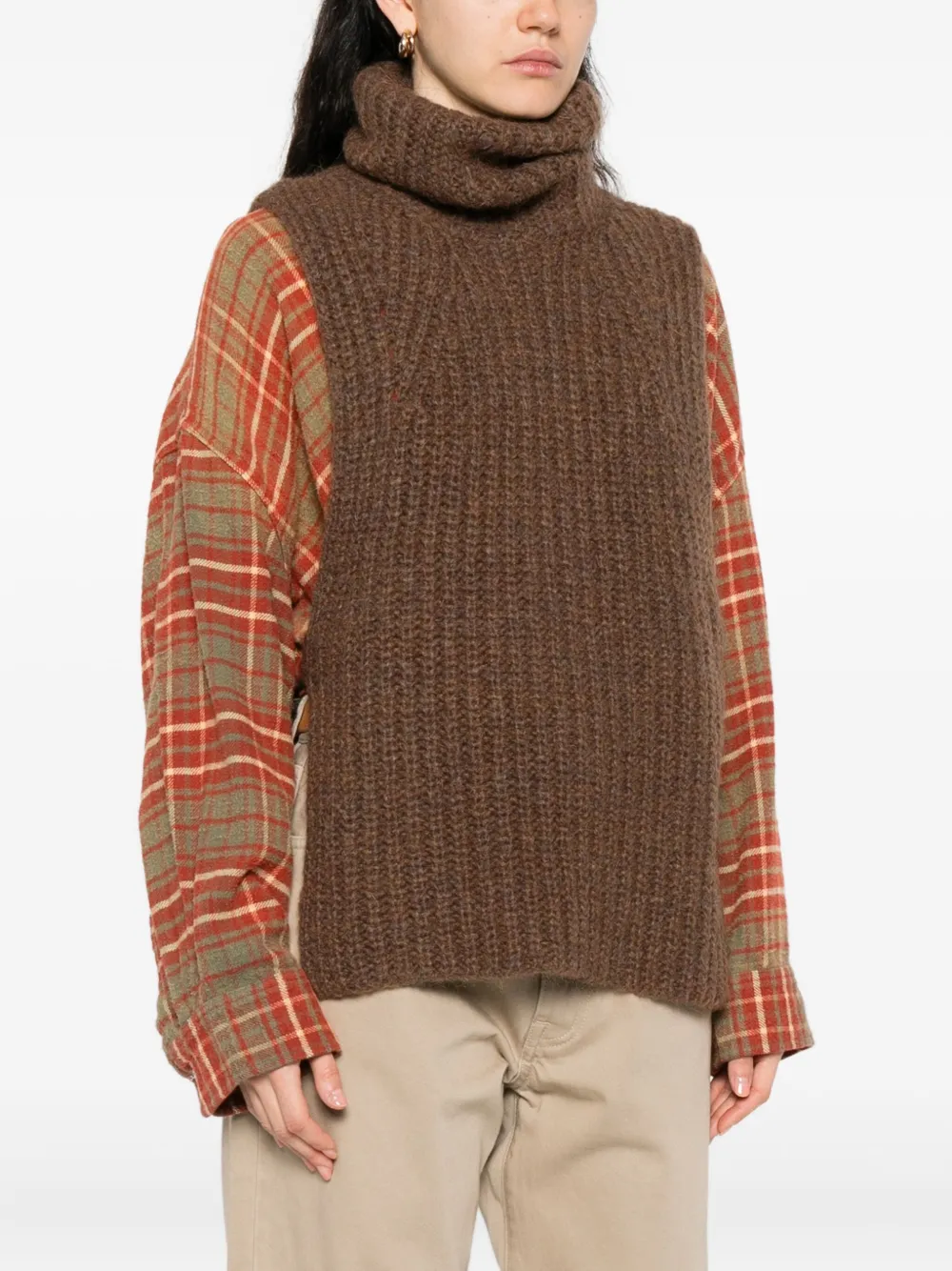 ISABEL MARANT Ribgebreide top met col Bruin