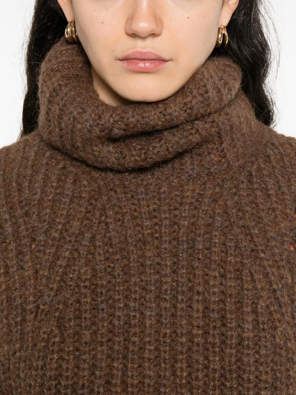 ISABEL MARANT Ribgebreide top met col Bruin