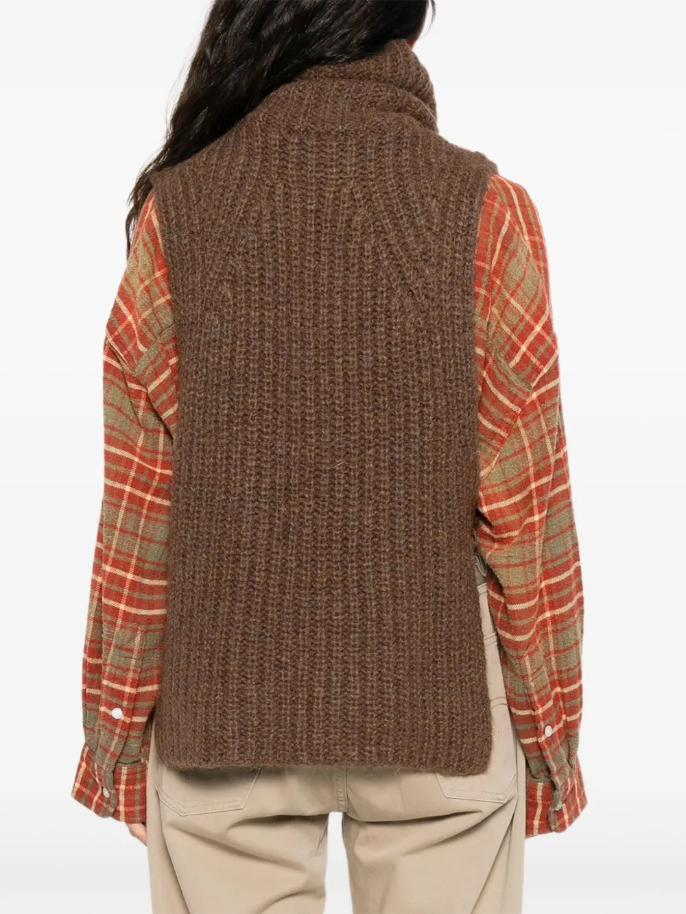 ISABEL MARANT Ribgebreide top met col Bruin
