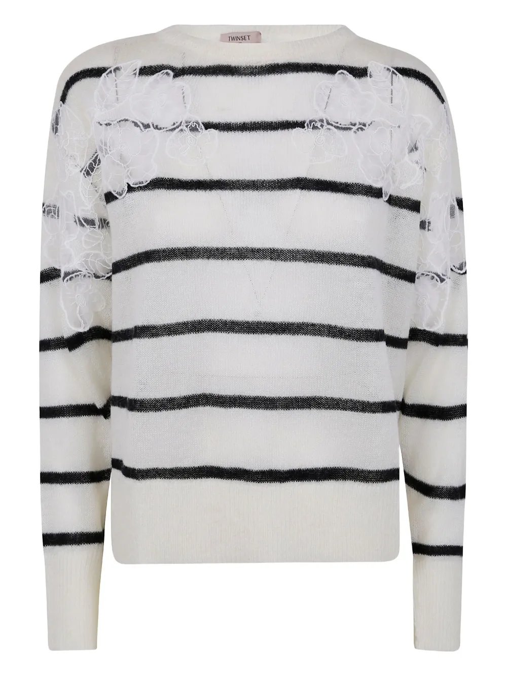 TWINSET lace-trimmed striped sweater Wit