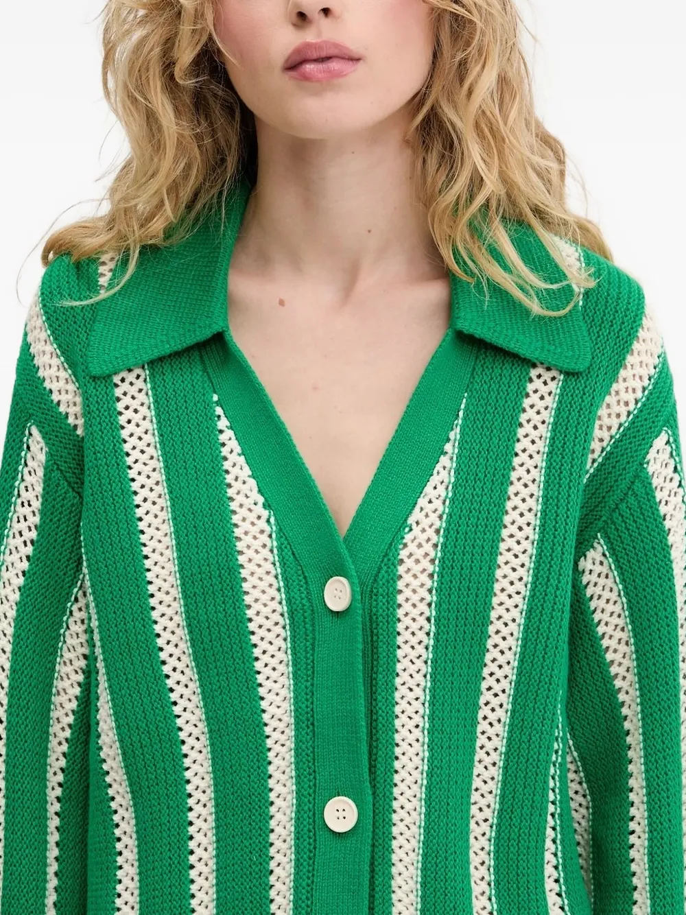 Stine Goya striped button-up cardigan Groen